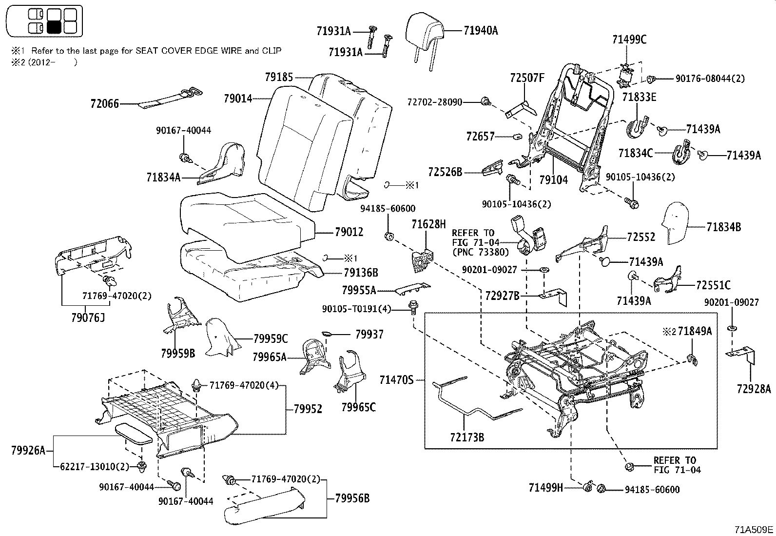 79103-0D040 FRAME SUB-ASSY, NO.1 SEAT BACK, RH product image
