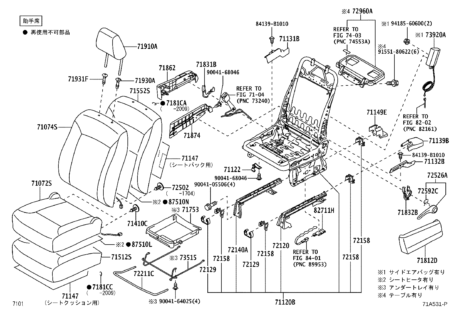 71502-B1250 PAD, FRONT SEAT CUSHION, LH (FOR SEPARATE TYPE) product image