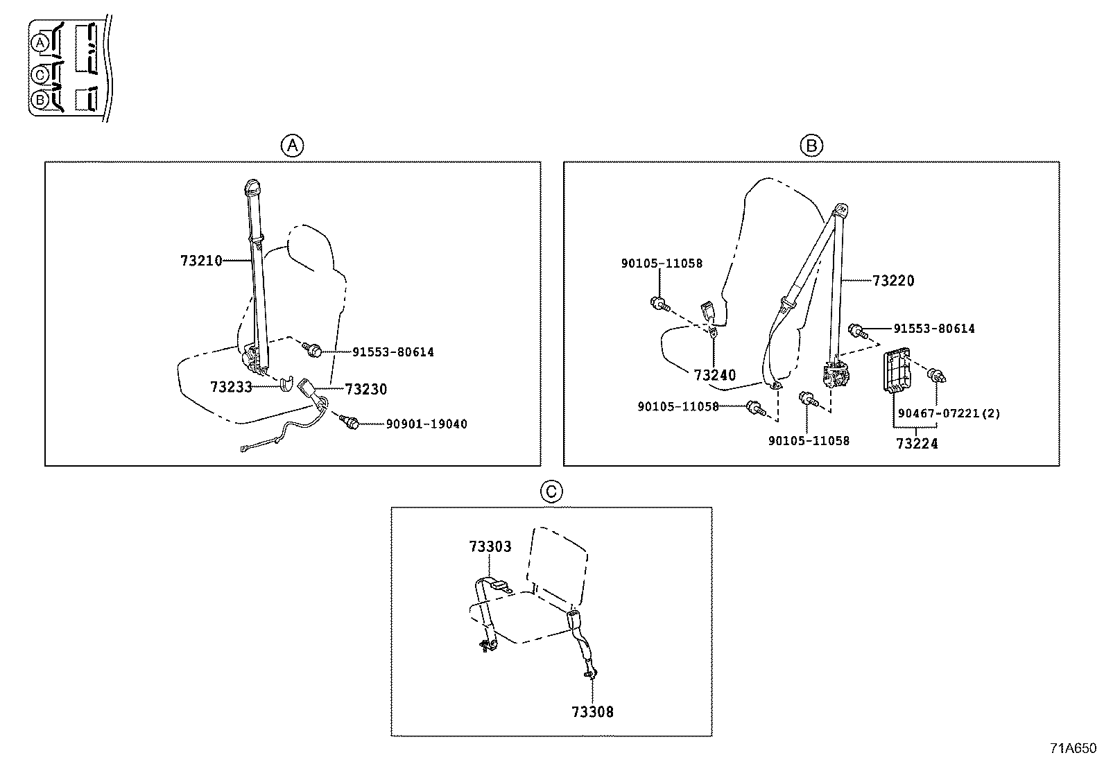 73178-36060-C0 CAP, SEAT BELT ANCHOR COVER product image
