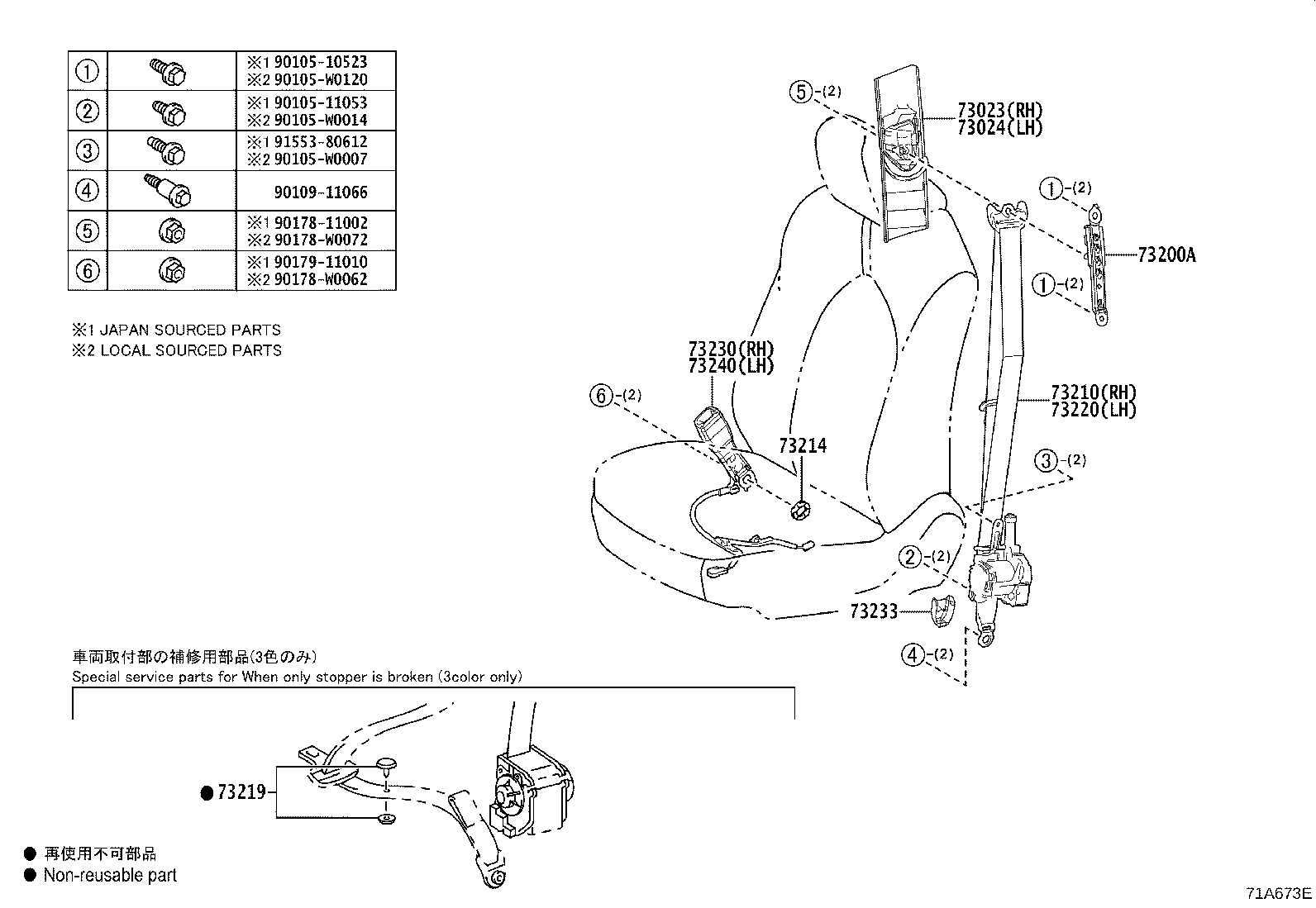 73223-33090 COVER, SEAT BELT RETRACTOR product image