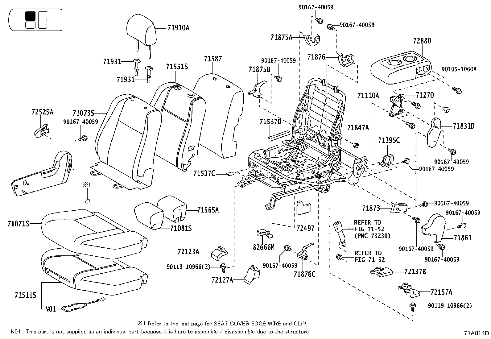 71014-60760 FRAME SUB-ASSY, FRONT SEAT BACK, LH product image