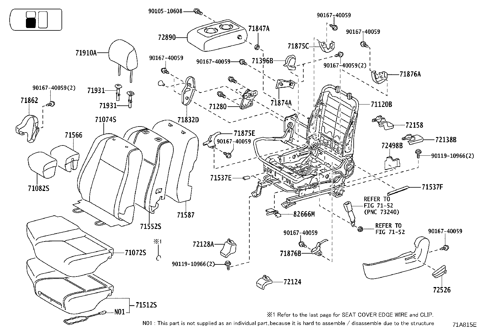 71014-60760 FRAME SUB-ASSY, FRONT SEAT BACK, LH product image