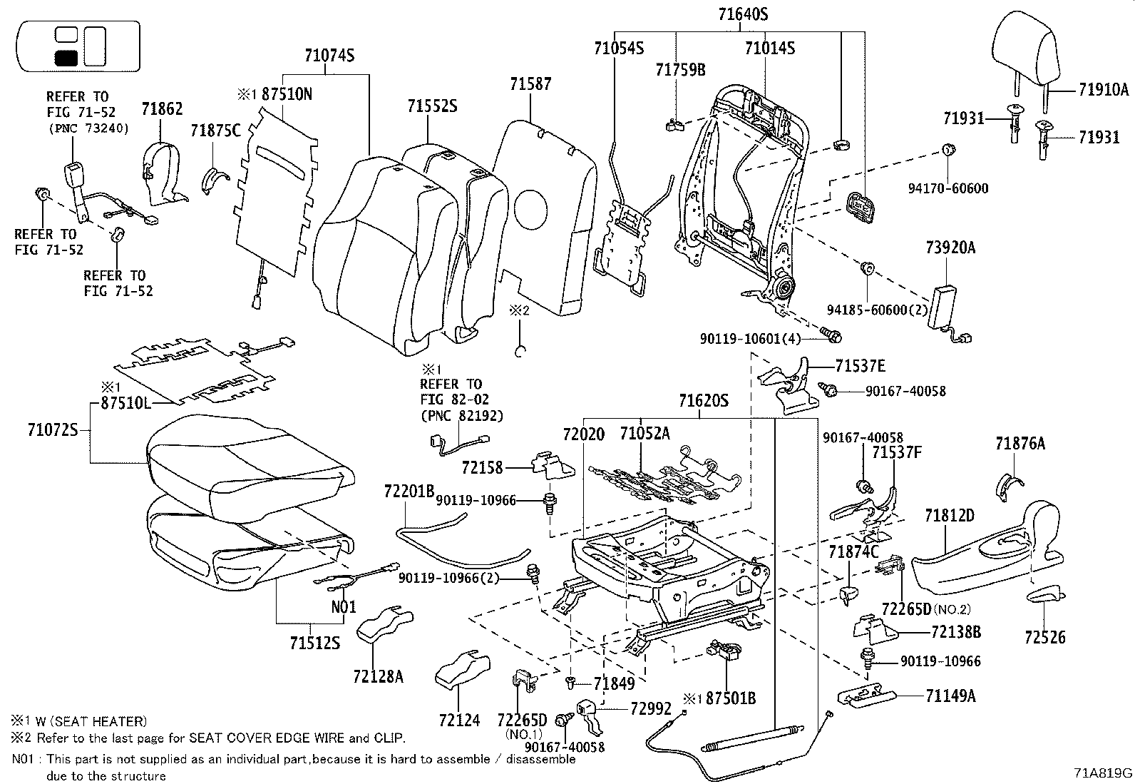 71769-60040 CLIP(FOR FRONT SEAT BACK BOARD) product image