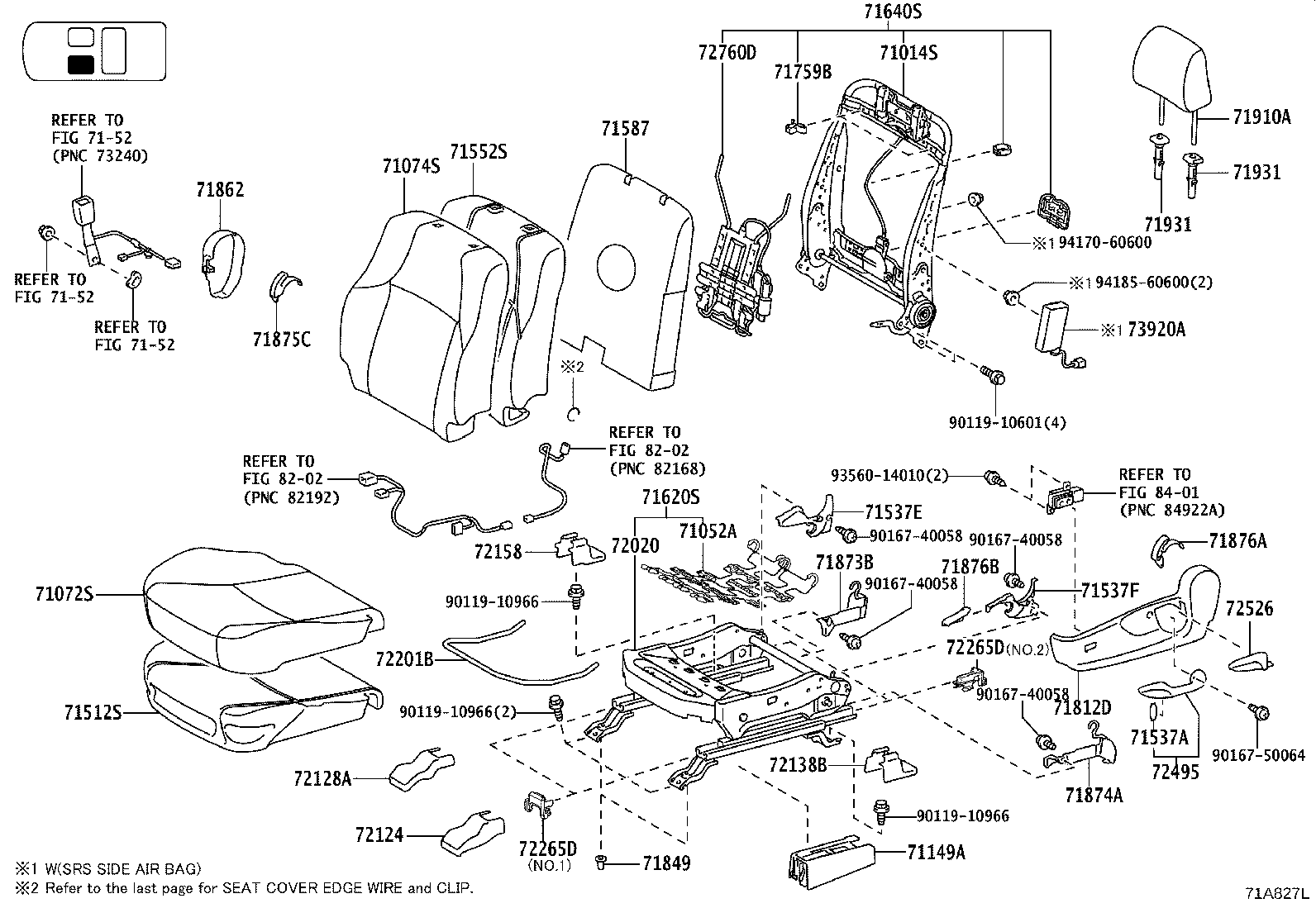 71014-60760 FRAME SUB-ASSY, FRONT SEAT BACK, LH product image