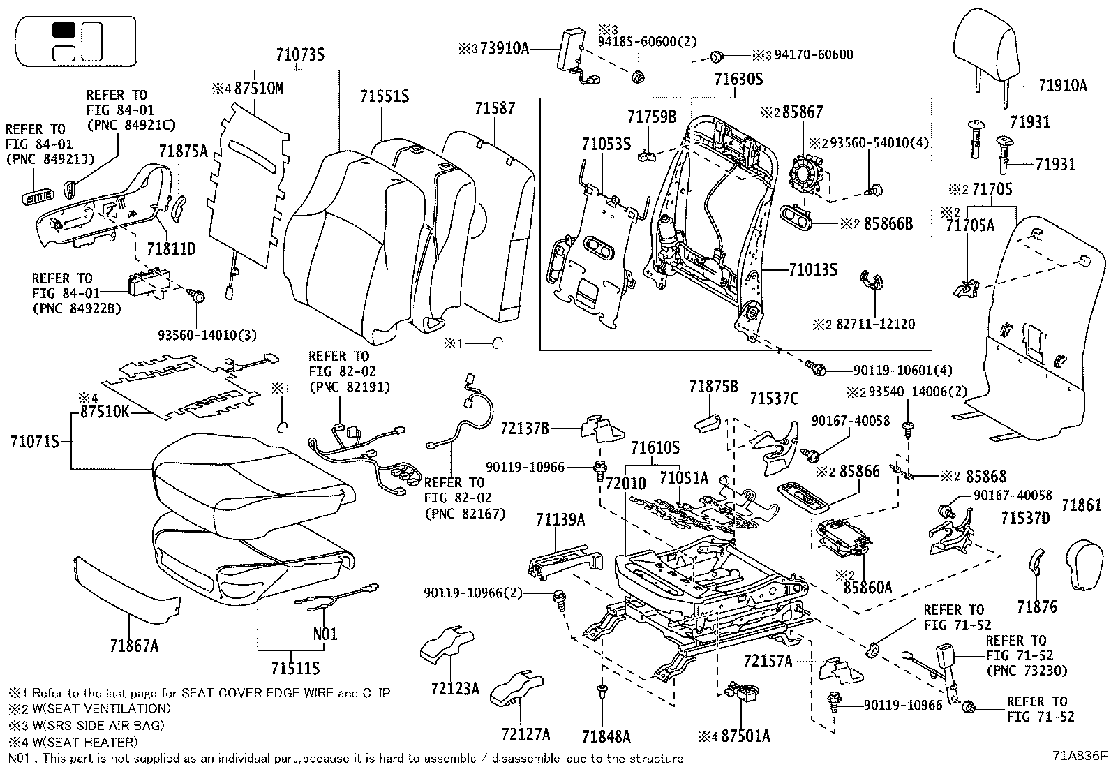71014-60760 FRAME SUB-ASSY, FRONT SEAT BACK, LH product image