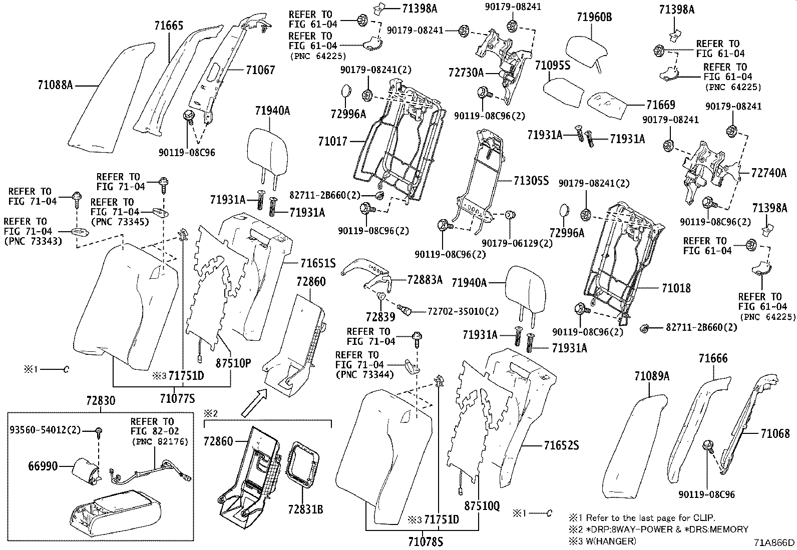 71033-33020 LEG SUB-ASSY, REAR SEAT CUSHION product image