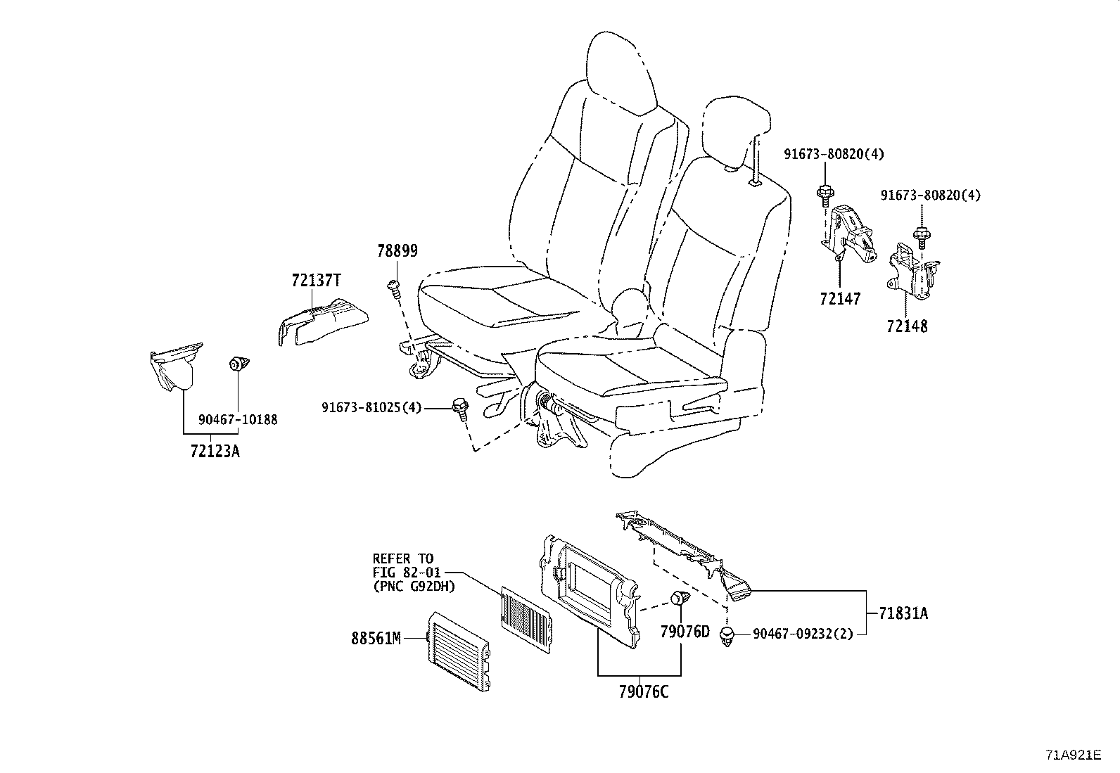 71502-15020 PAD, FRONT SEAT CUSHION, LH (FOR SEPARATE TYPE) product image