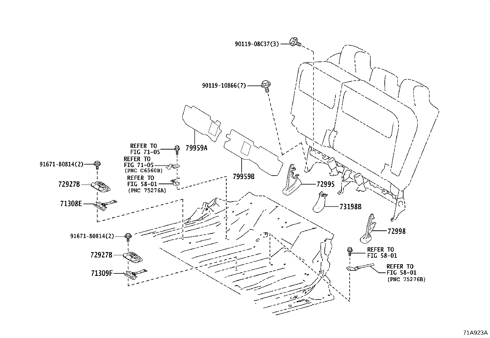 71015-15010 FRAME SUB-ASSY, REAR SEAT CUSHION, RH product image