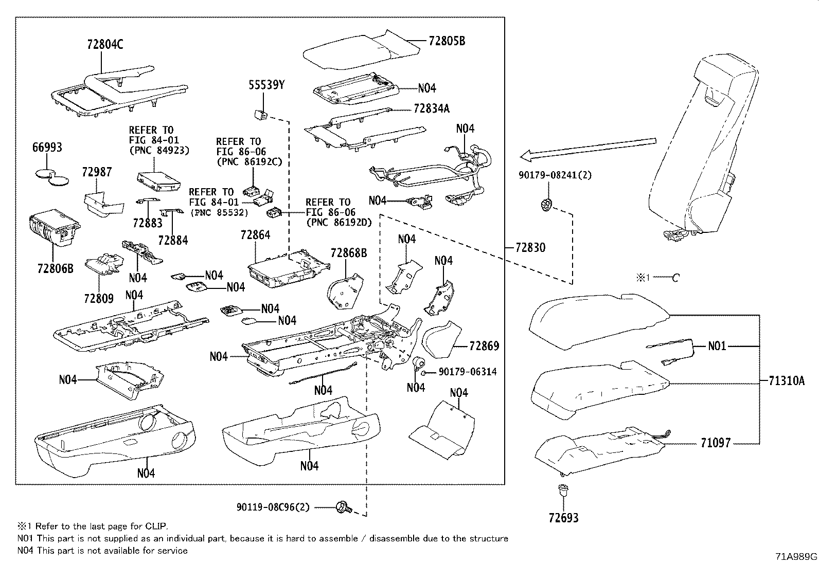 72834-50130 PANEL, REAR SEAT CENTER ARMREST, NO.2 product image
