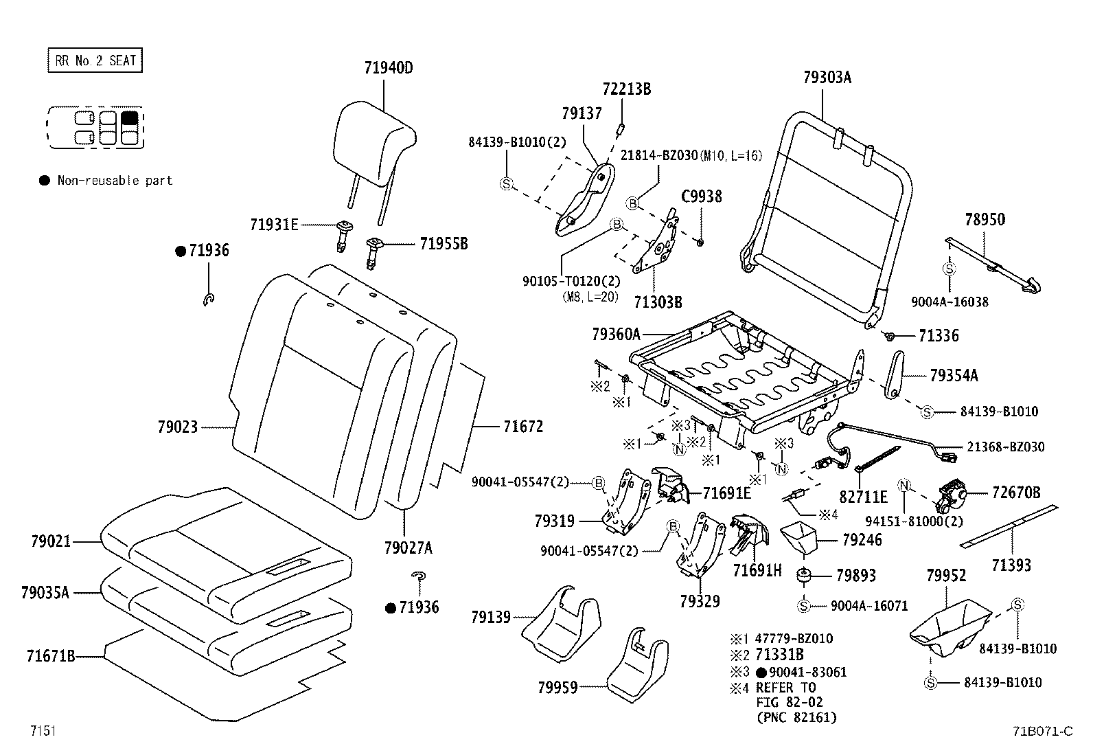 71017-BZ360 FRAME SUB-ASSY, REAR SEAT BACK, RH product image