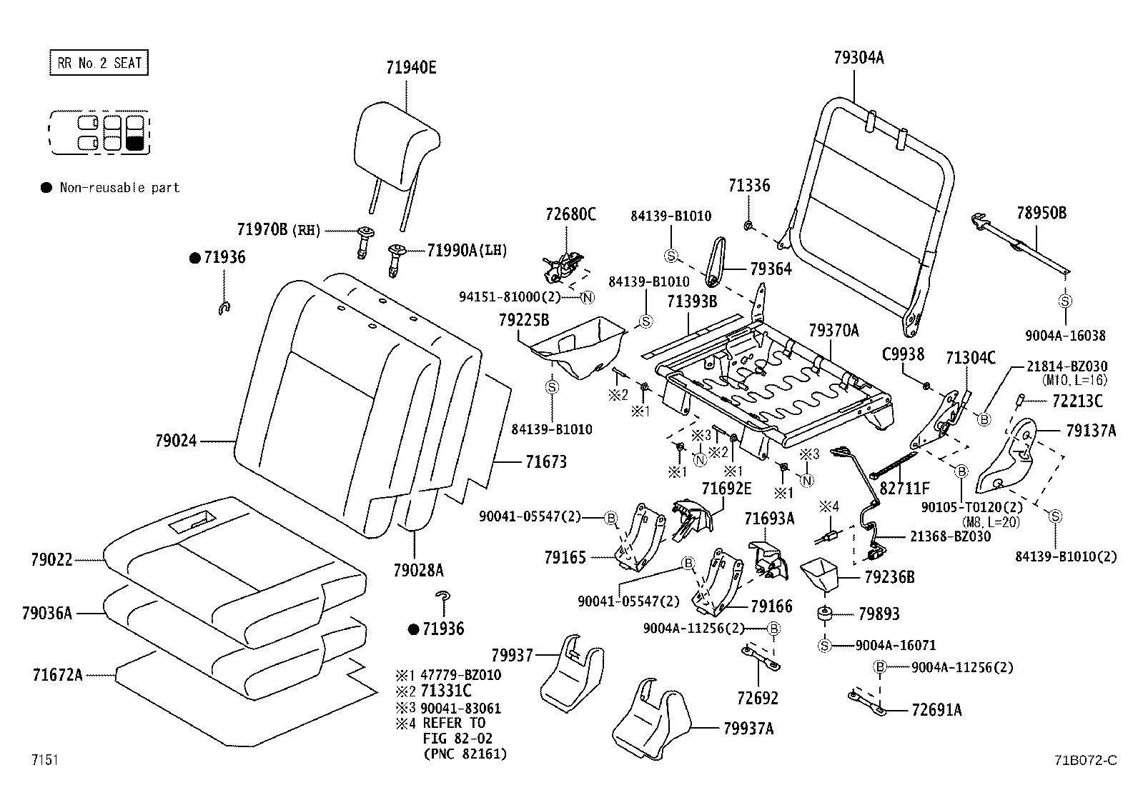 71017-BZ360 FRAME SUB-ASSY, REAR SEAT BACK, RH product image
