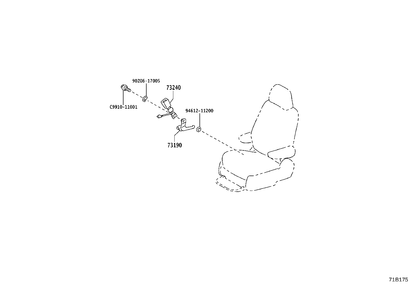 90044-67629 CLIP, REAR SEAT BELT COVER product image