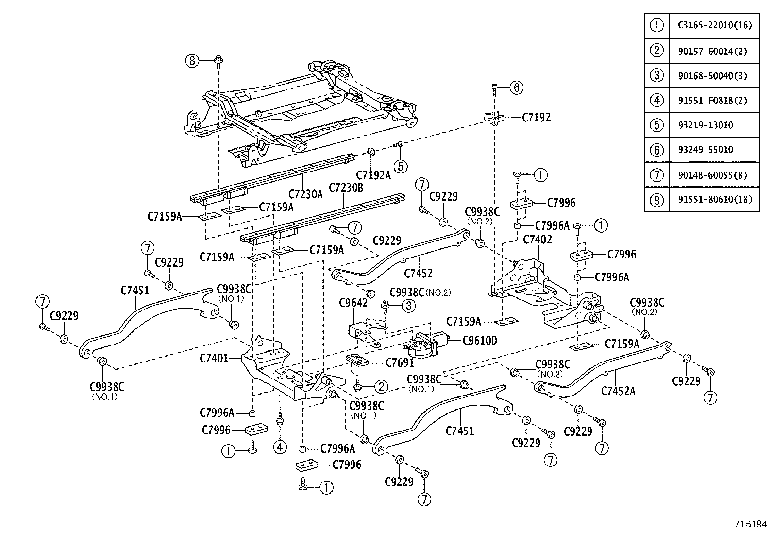 71502-B1250 PAD, FRONT SEAT CUSHION, LH (FOR SEPARATE TYPE) product image