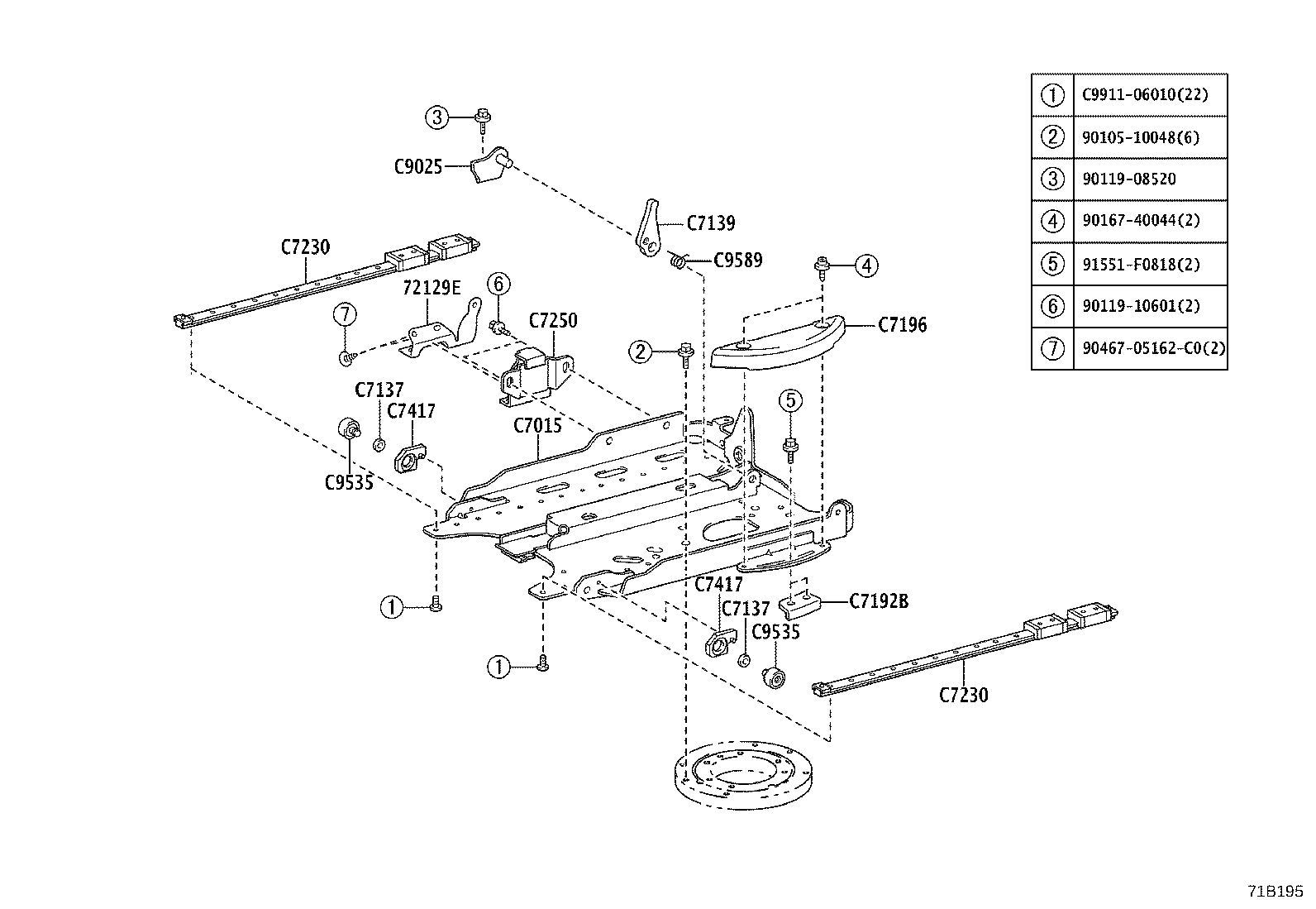 71502-B1250 PAD, FRONT SEAT CUSHION, LH (FOR SEPARATE TYPE) product image