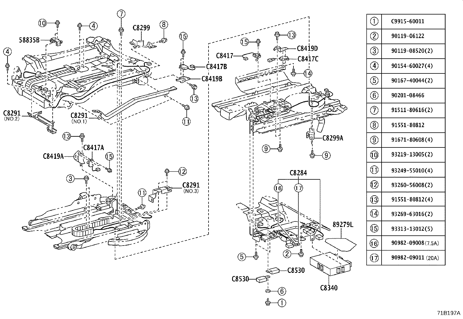 71502-B1250 PAD, FRONT SEAT CUSHION, LH (FOR SEPARATE TYPE) product image