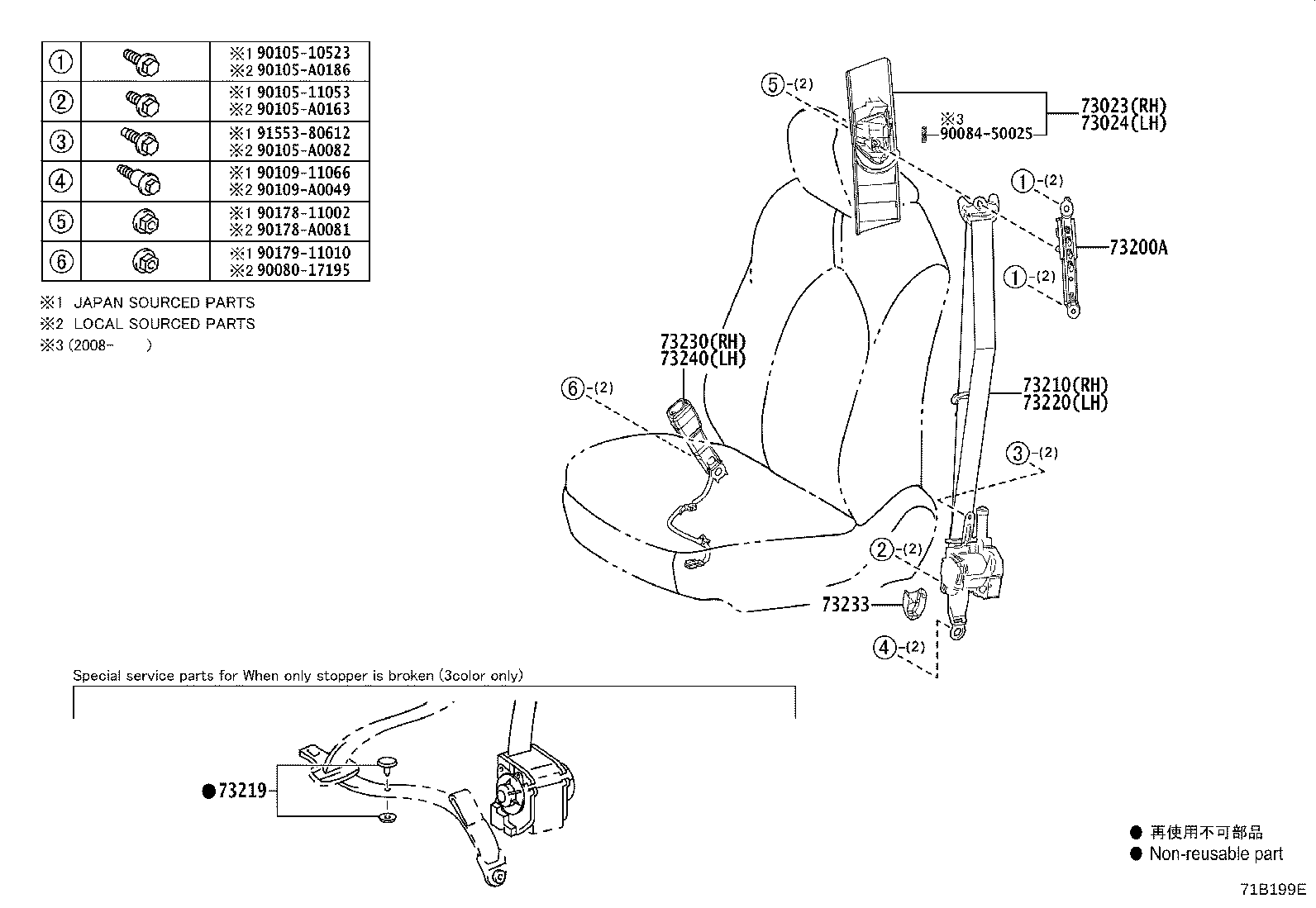 Toyota 73023-04040-B1 PLATE SUB-ASSY, FRONT SHOULDER BELT ANCHOR, RH