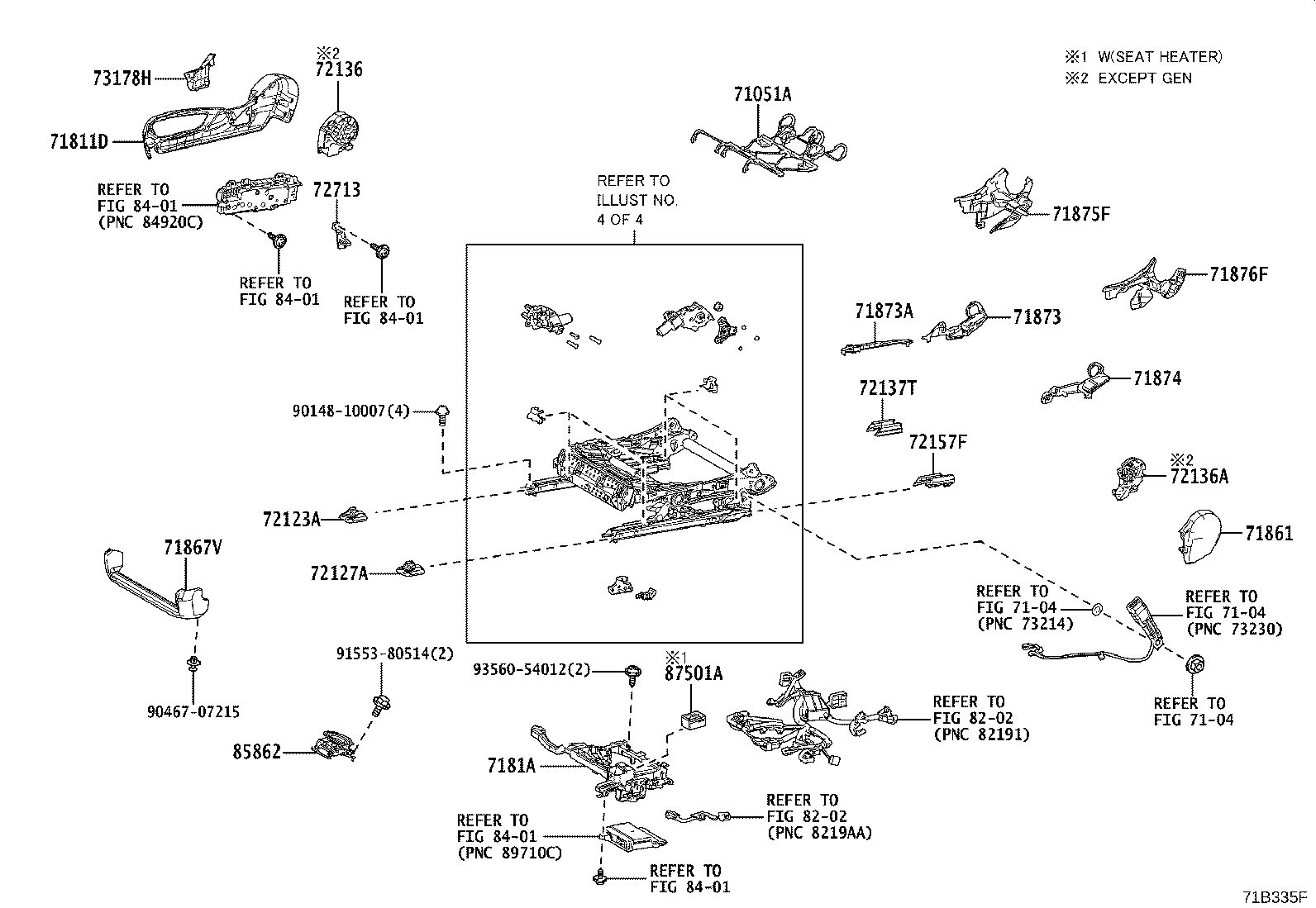 71014-33550 FRAME SUB-ASSY, FRONT SEAT BACK, LH product image