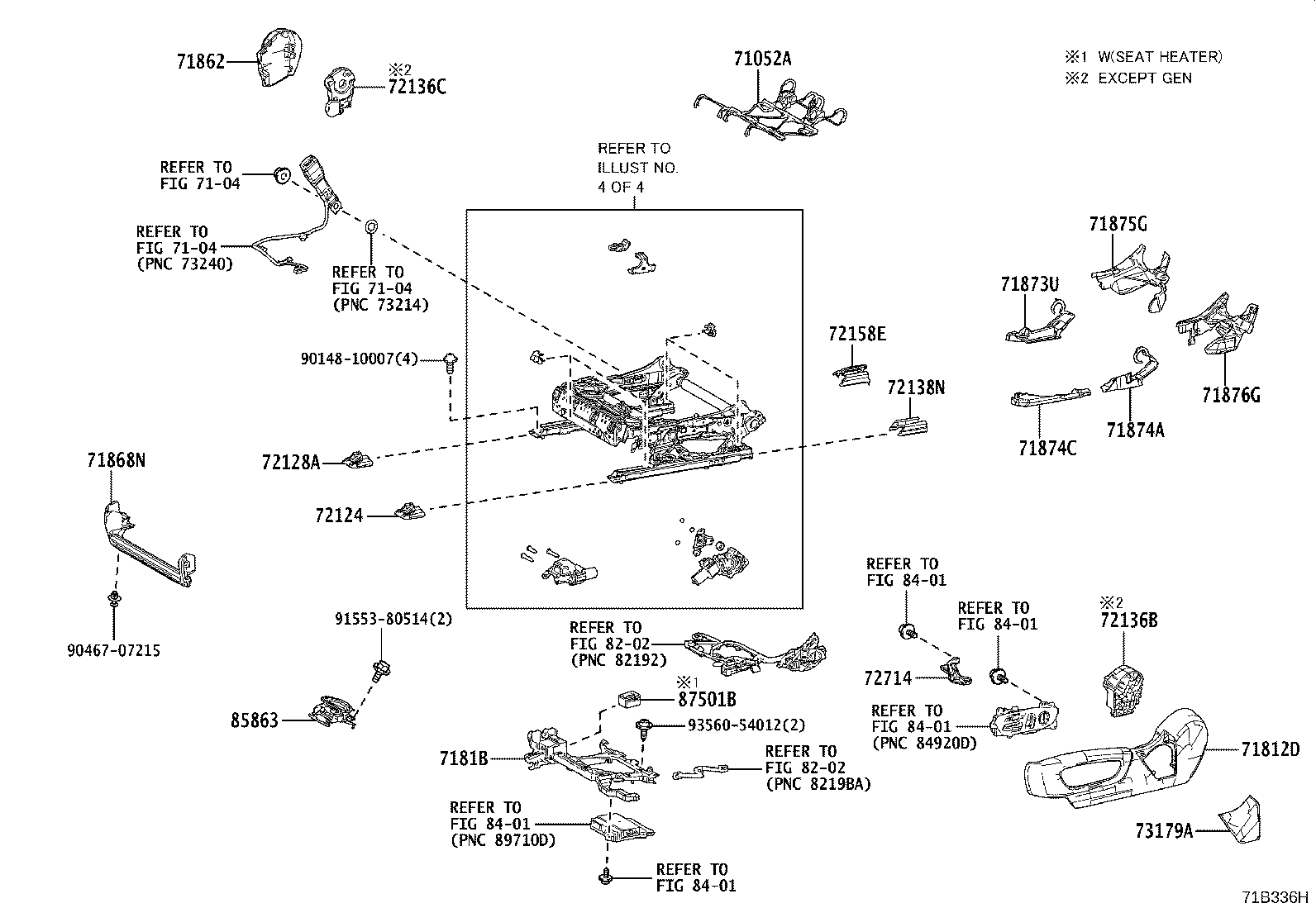 71014-33550 FRAME SUB-ASSY, FRONT SEAT BACK, LH product image