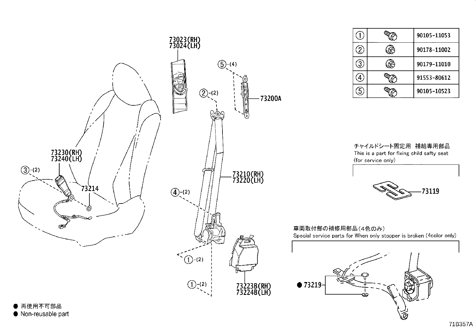 73719-30050 BRACKET, CHILD RESTRAINT SEAT TETHER ANCHOR product image