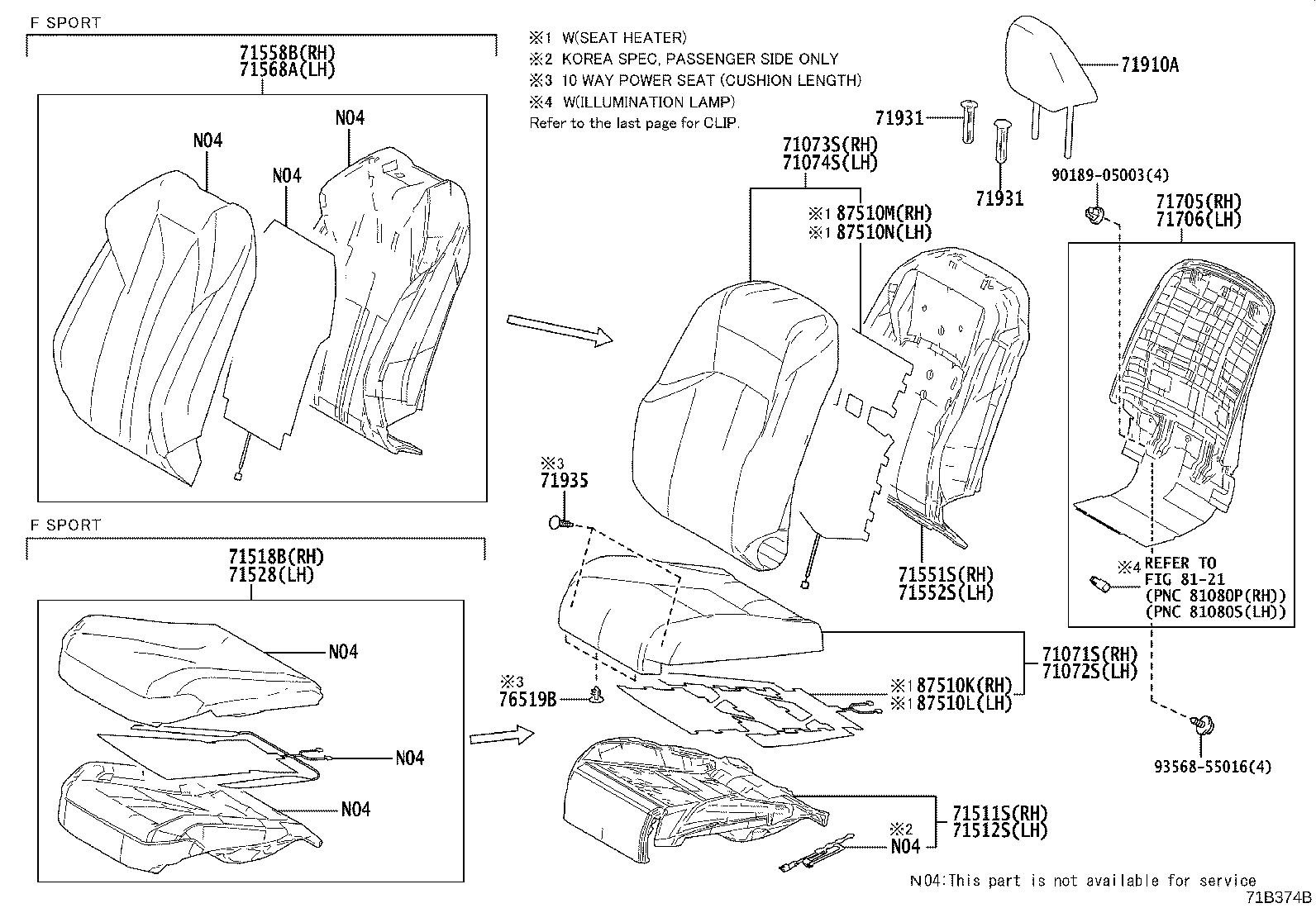 Toyota 71073-33U01-A4 COVER, FRONT SEAT BACK, RH(FOR SEPARATE TYPE)