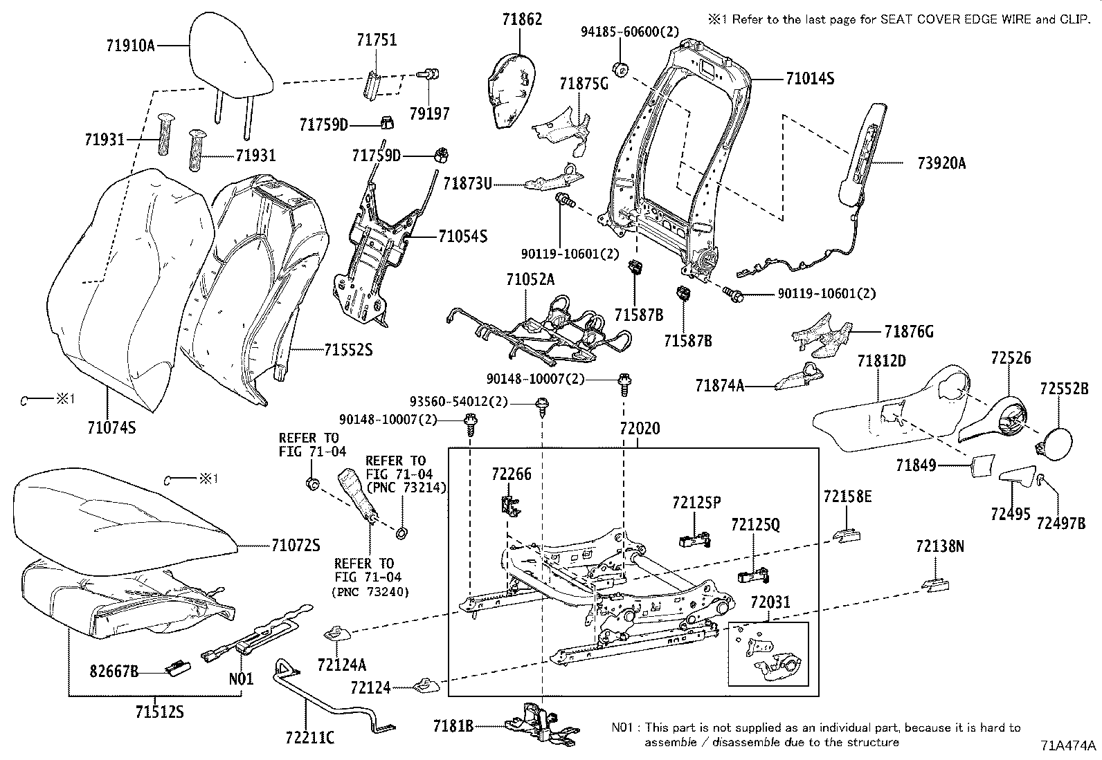 71512-06830 PAD, FRONT SEAT CUSHION, LH (FOR SEPARATE TYPE) product image