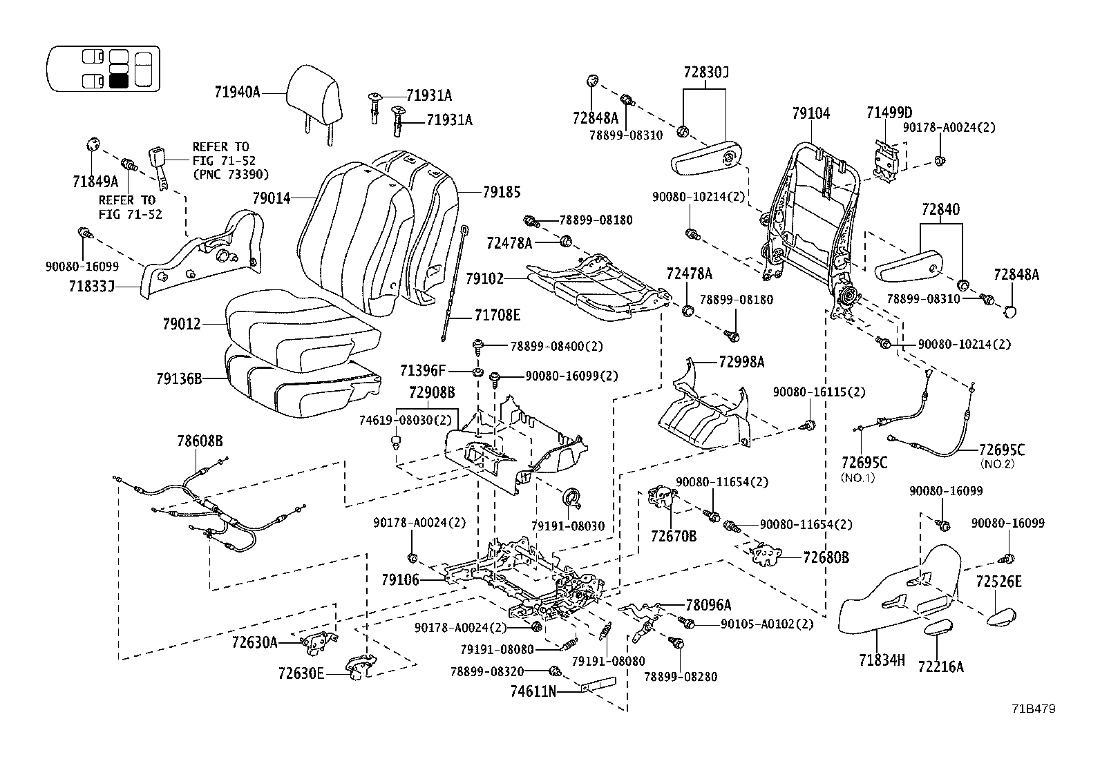 75868-06020 CLIP, REAR SEAT LEG GARNISH COVER product image