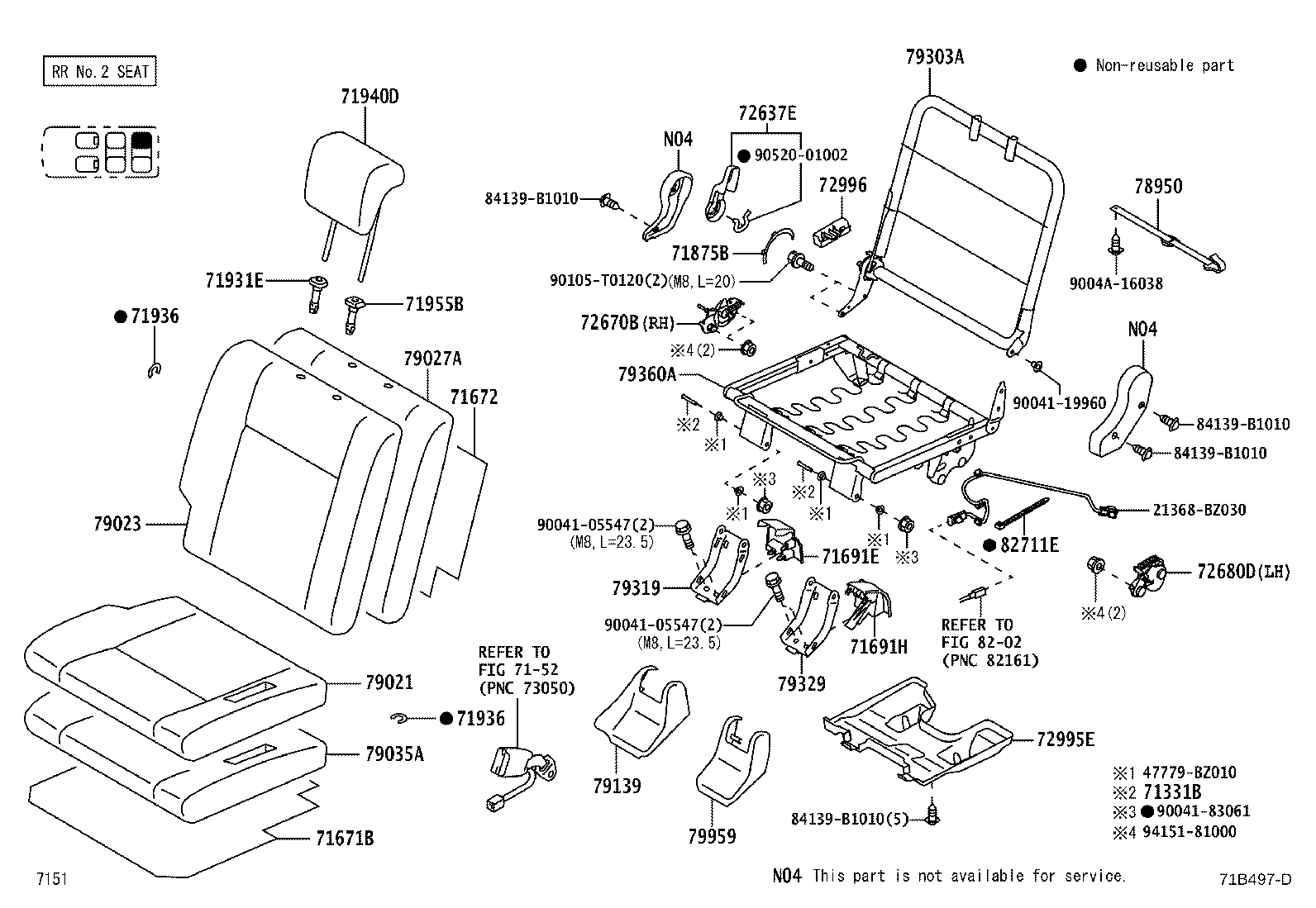 71017-BZ410 FRAME SUB-ASSY, REAR SEAT BACK, RH product image