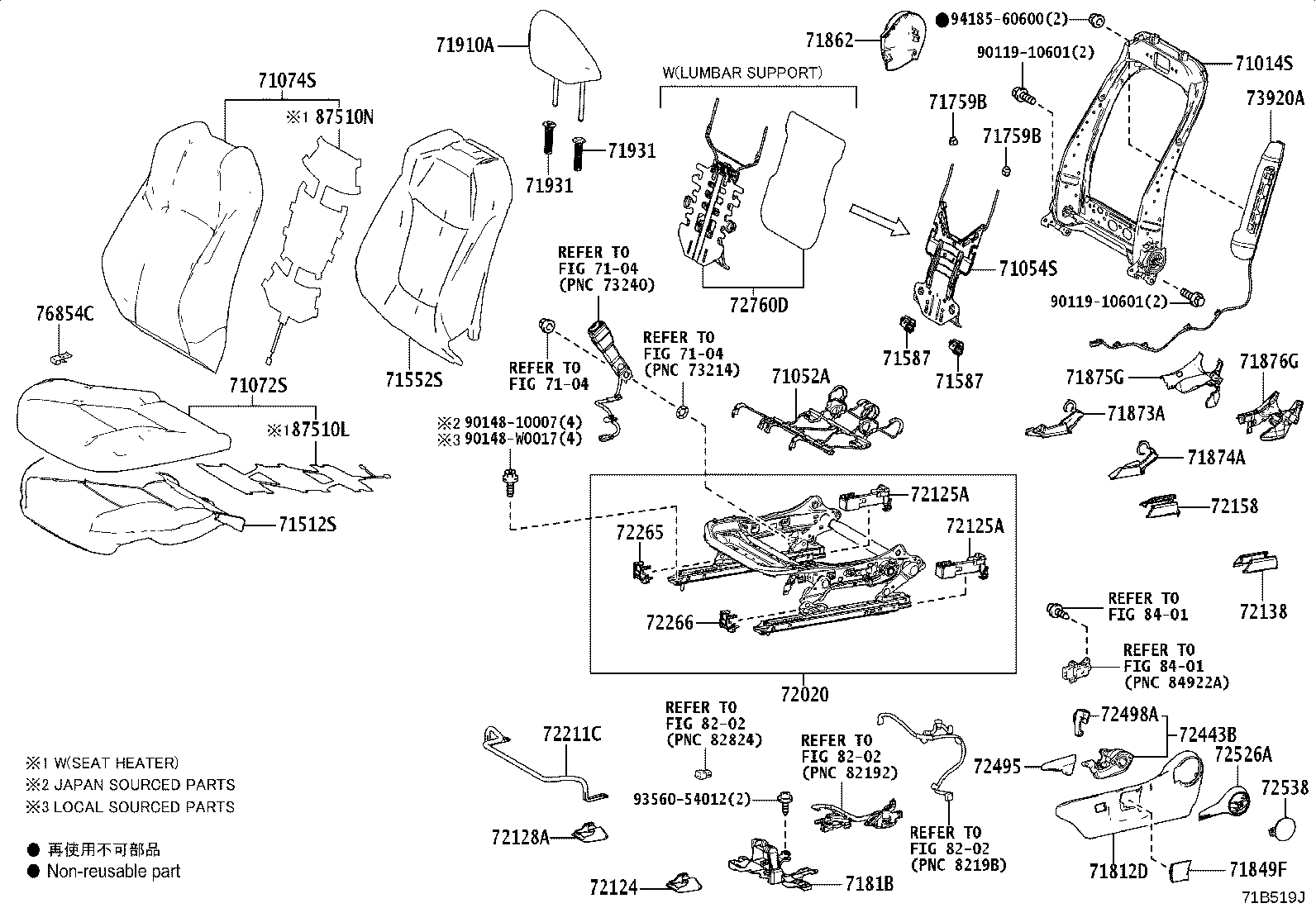 71502-02270 PAD, FRONT SEAT CUSHION, LH (FOR SEPARATE TYPE) product image