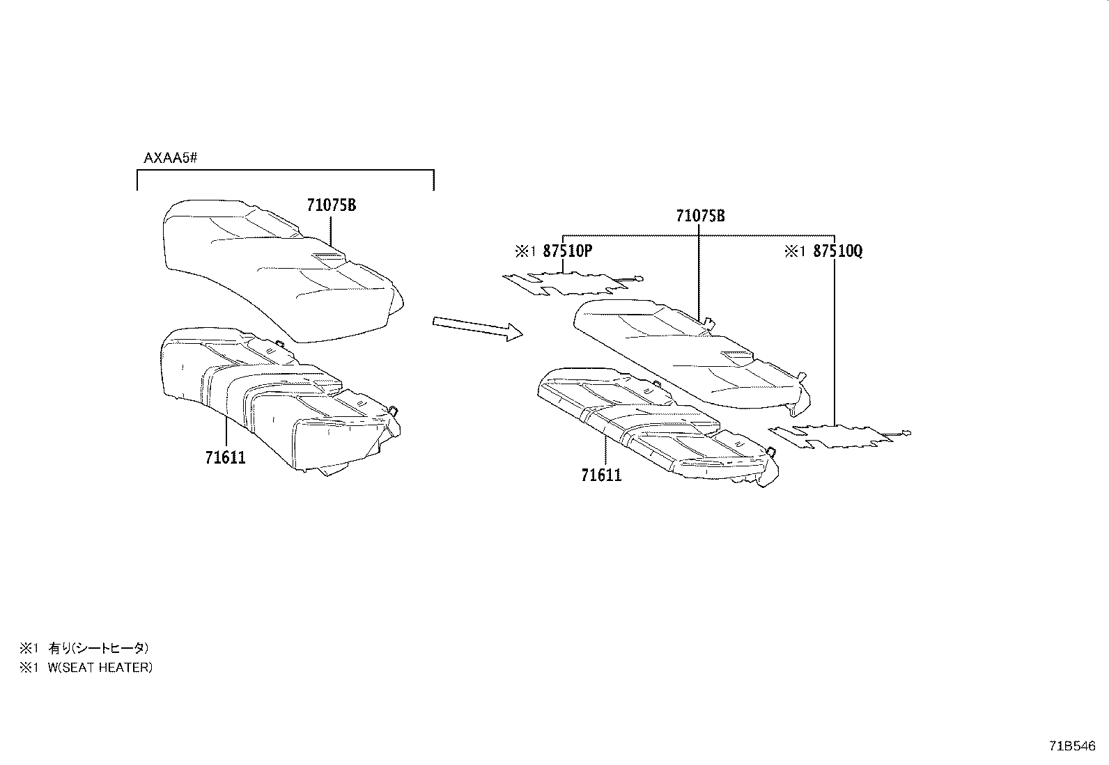71511-42450 PAD, FRONT SEAT CUSHION, RH(FOR SEPARATE TYPE) product image