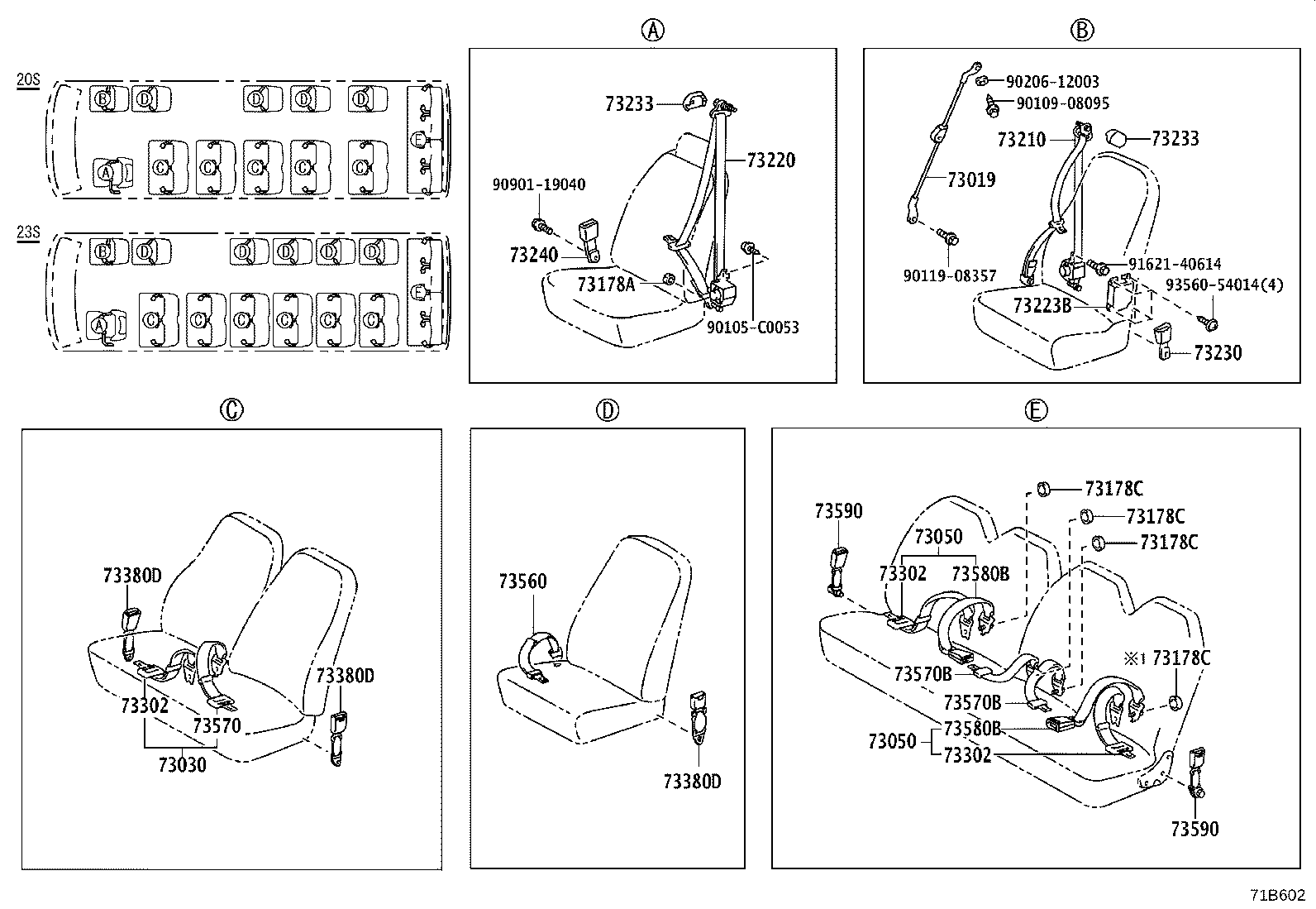 73380-0S050-A2 BELT ASSY, REAR SEAT 3 POINT TYPE, RH product image