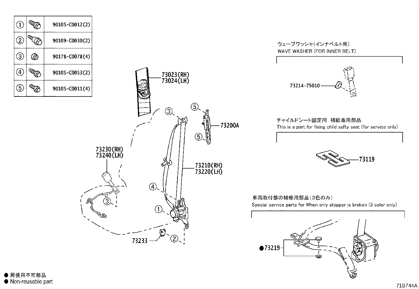 73719-02160 BRACKET, CHILD RESTRAINT SEAT TETHER ANCHOR product image