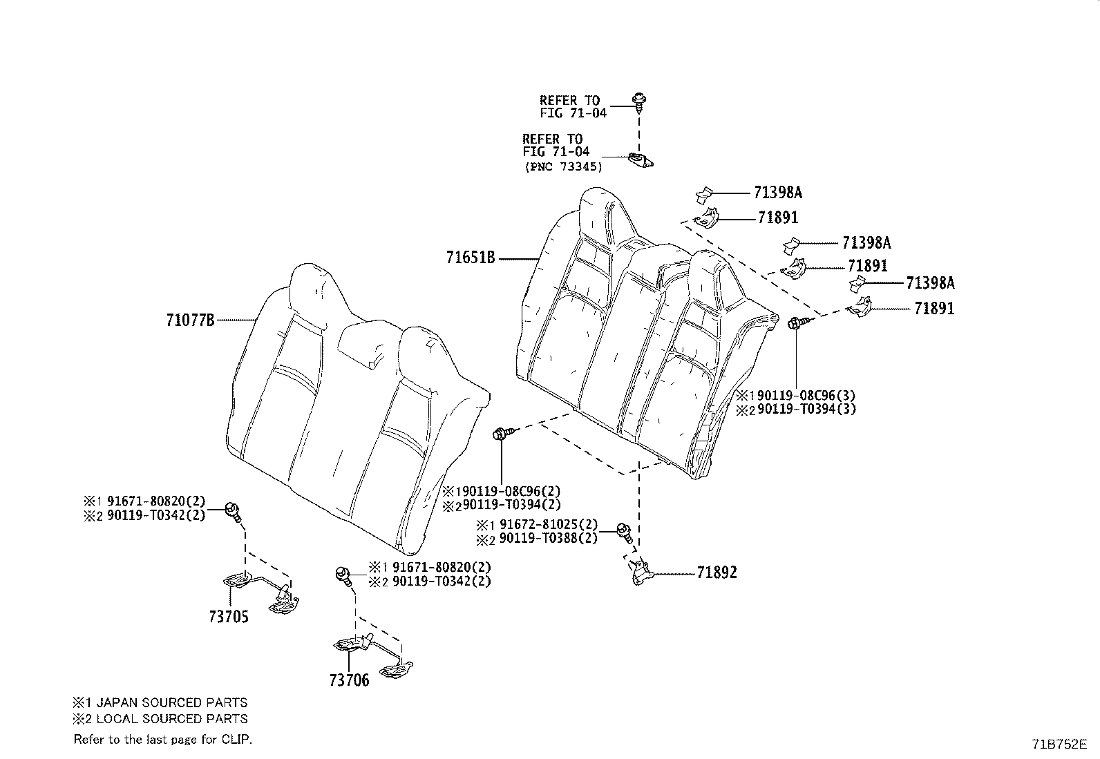 71033-02040 LEG SUB-ASSY, REAR SEAT CUSHION product image