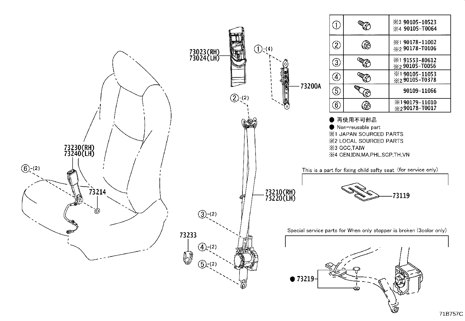 73223-02060 COVER, SEAT BELT RETRACTOR product image