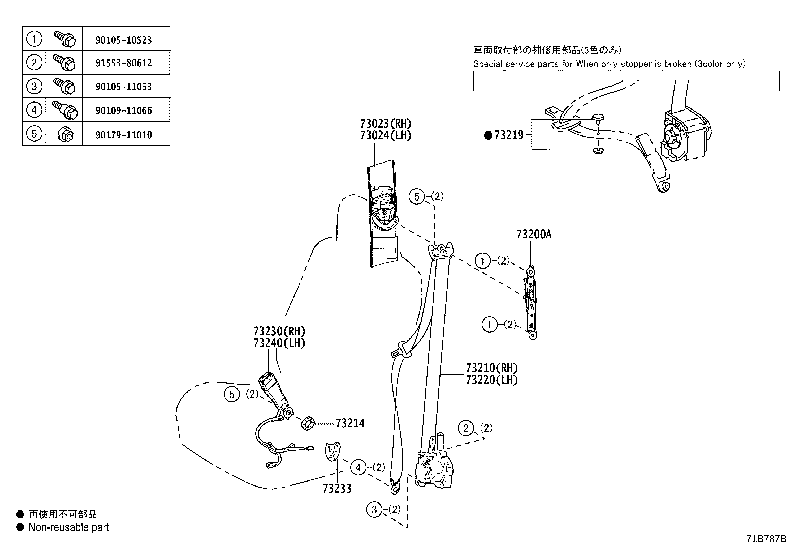 Toyota 73178-48010-B9 CAP, SEAT BELT ANCHOR COVER