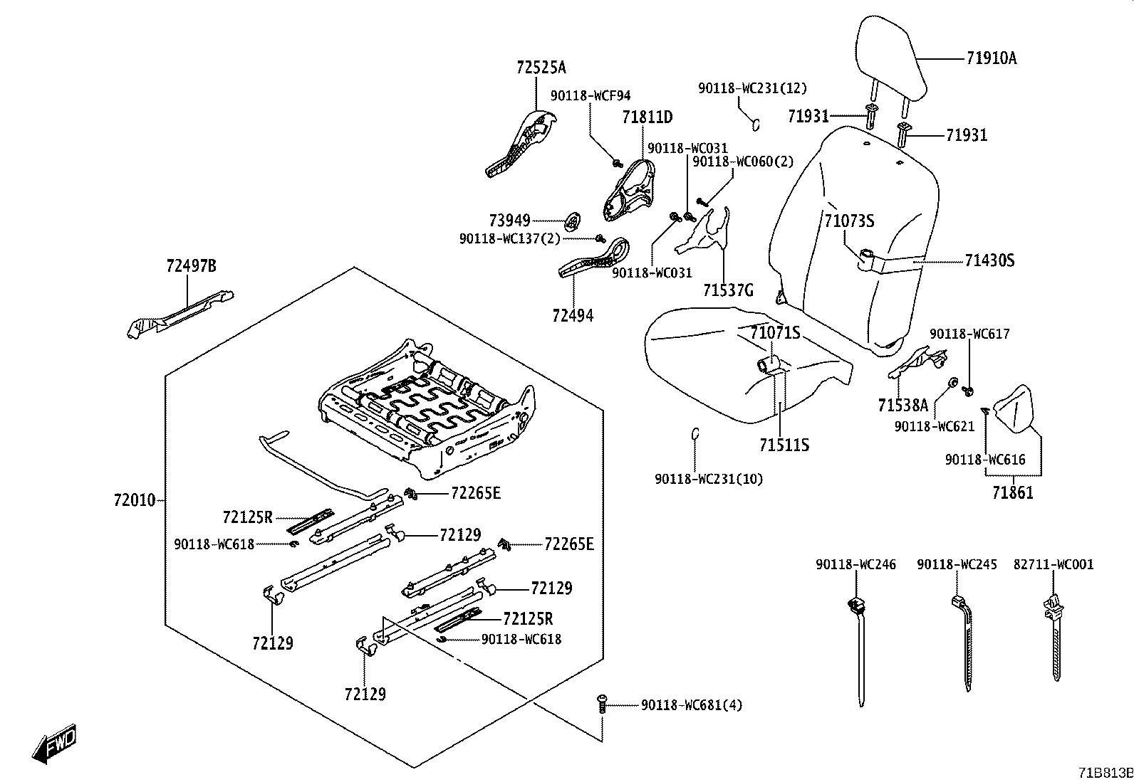 71811-WC001 SHIELD, FRONT SEAT CUSHION, RH product image