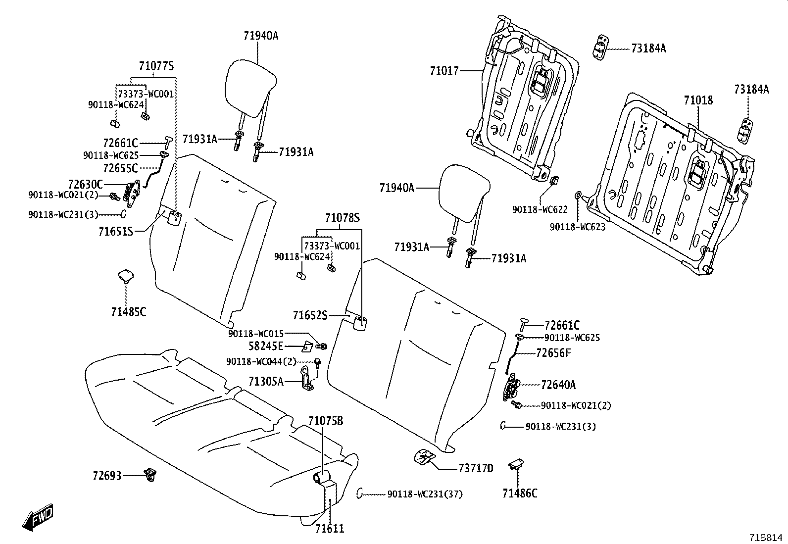 71017-WC001 FRAME SUB-ASSY, REAR SEAT BACK, RH product image