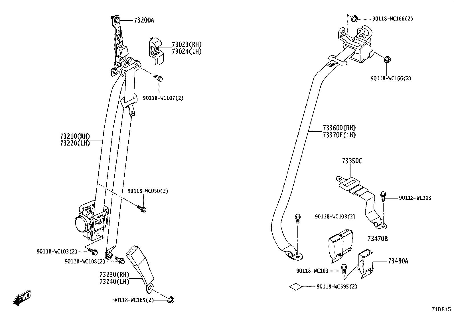73023-WC001 PLATE SUB-ASSY, FRONT SHOULDER BELT ANCHOR, RH product image
