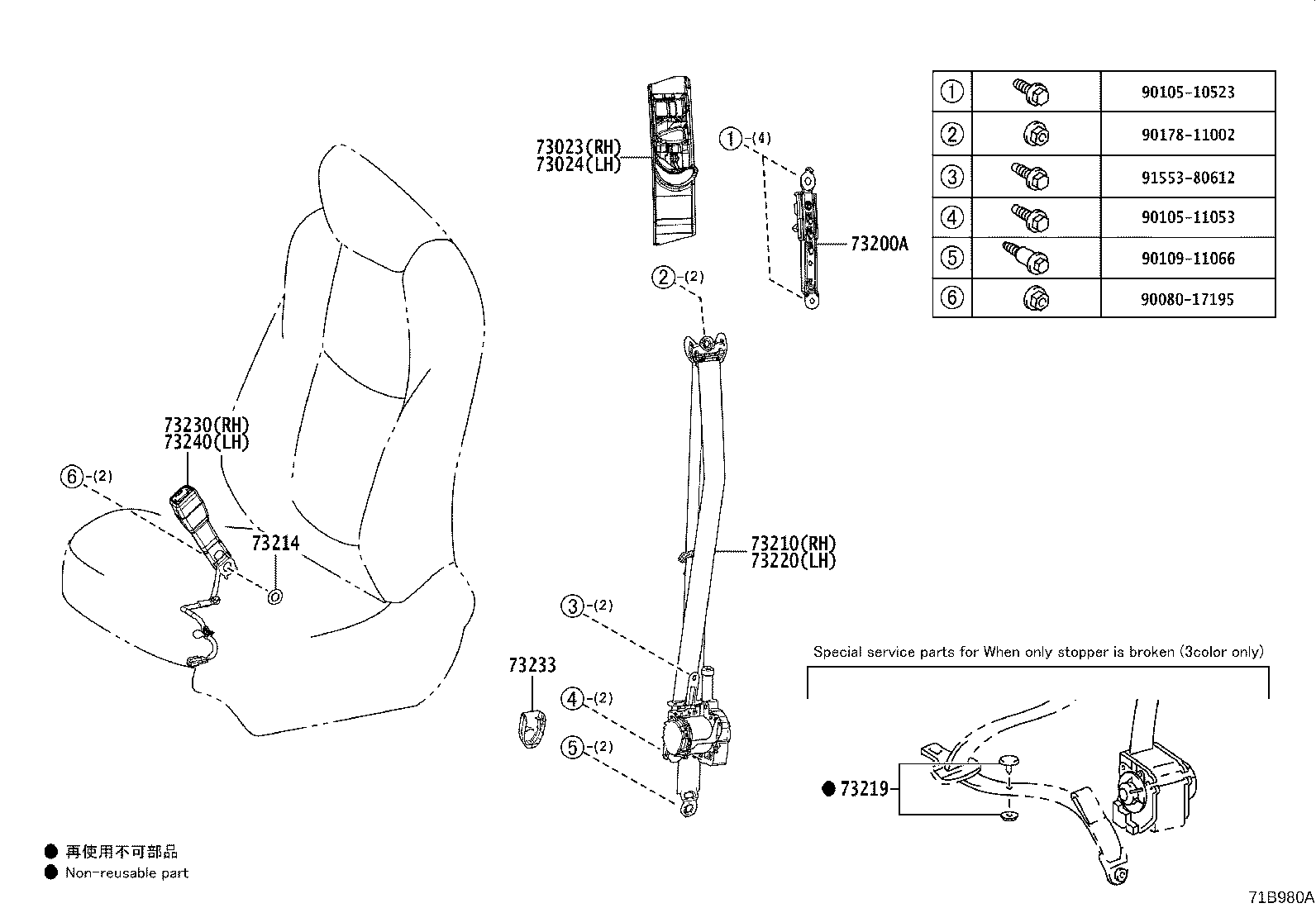 73223-02080 COVER, SEAT BELT RETRACTOR product image