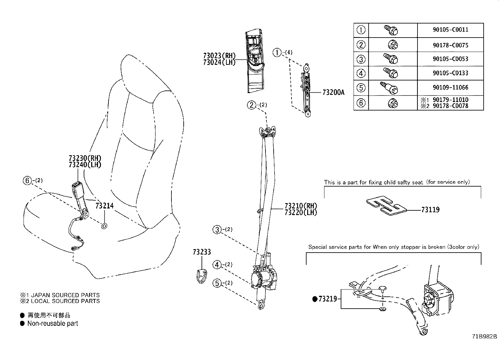73223-02100 COVER, SEAT BELT RETRACTOR product image