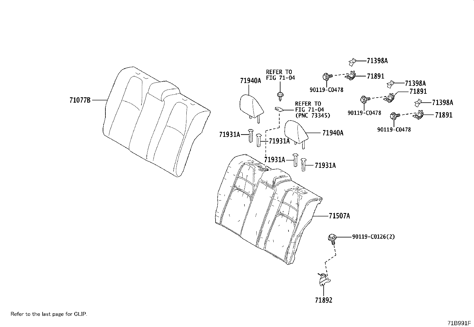 71033-02090 LEG SUB-ASSY, REAR SEAT CUSHION product image
