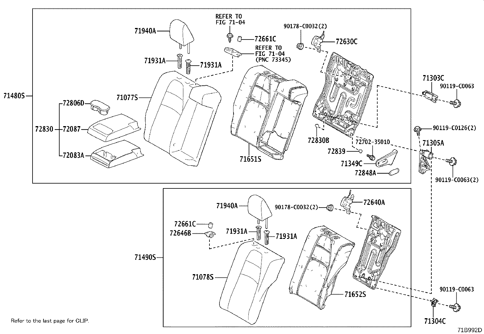 71033-02090 LEG SUB-ASSY, REAR SEAT CUSHION product image
