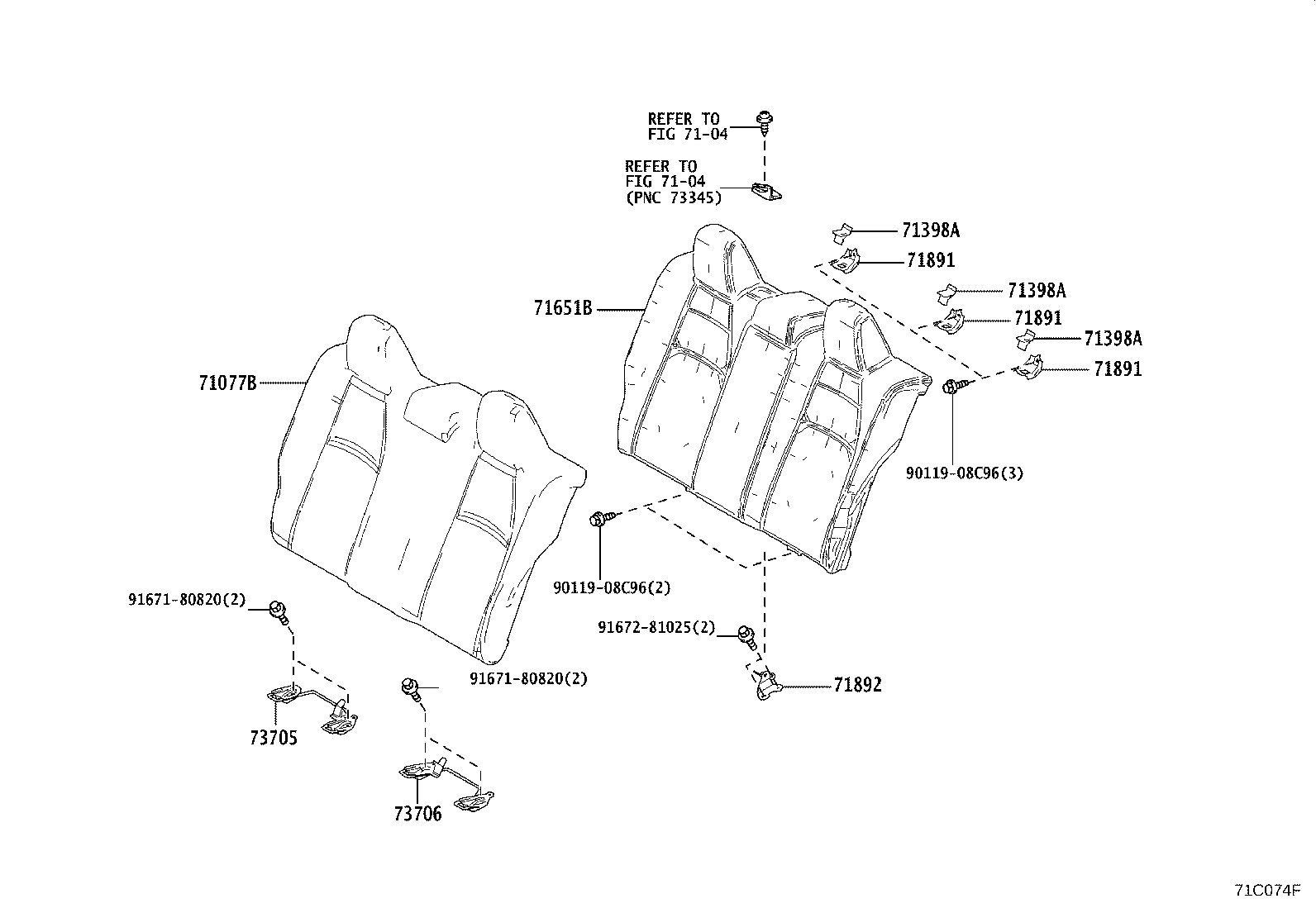 71507-12380 PAD, REAR SEAT BACK(FOR BENCH TYPE) product image