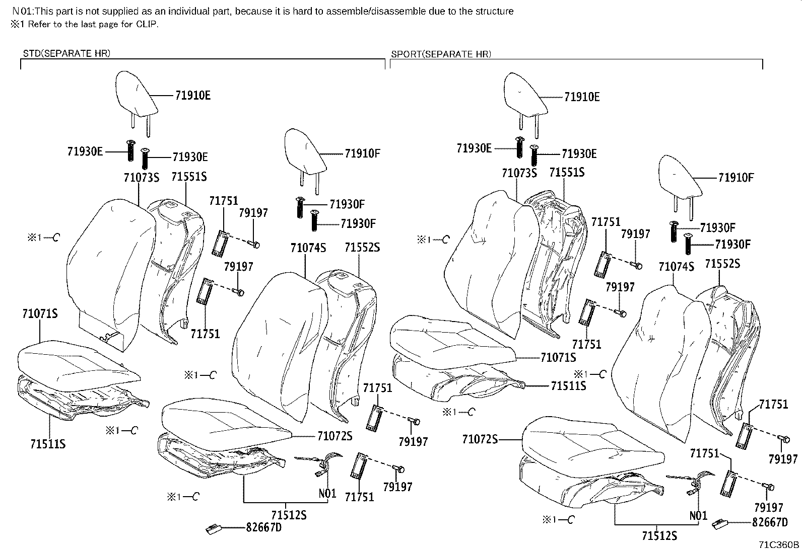 71502-K0150 PAD, FRONT SEAT CUSHION, LH (FOR SEPARATE TYPE) product image