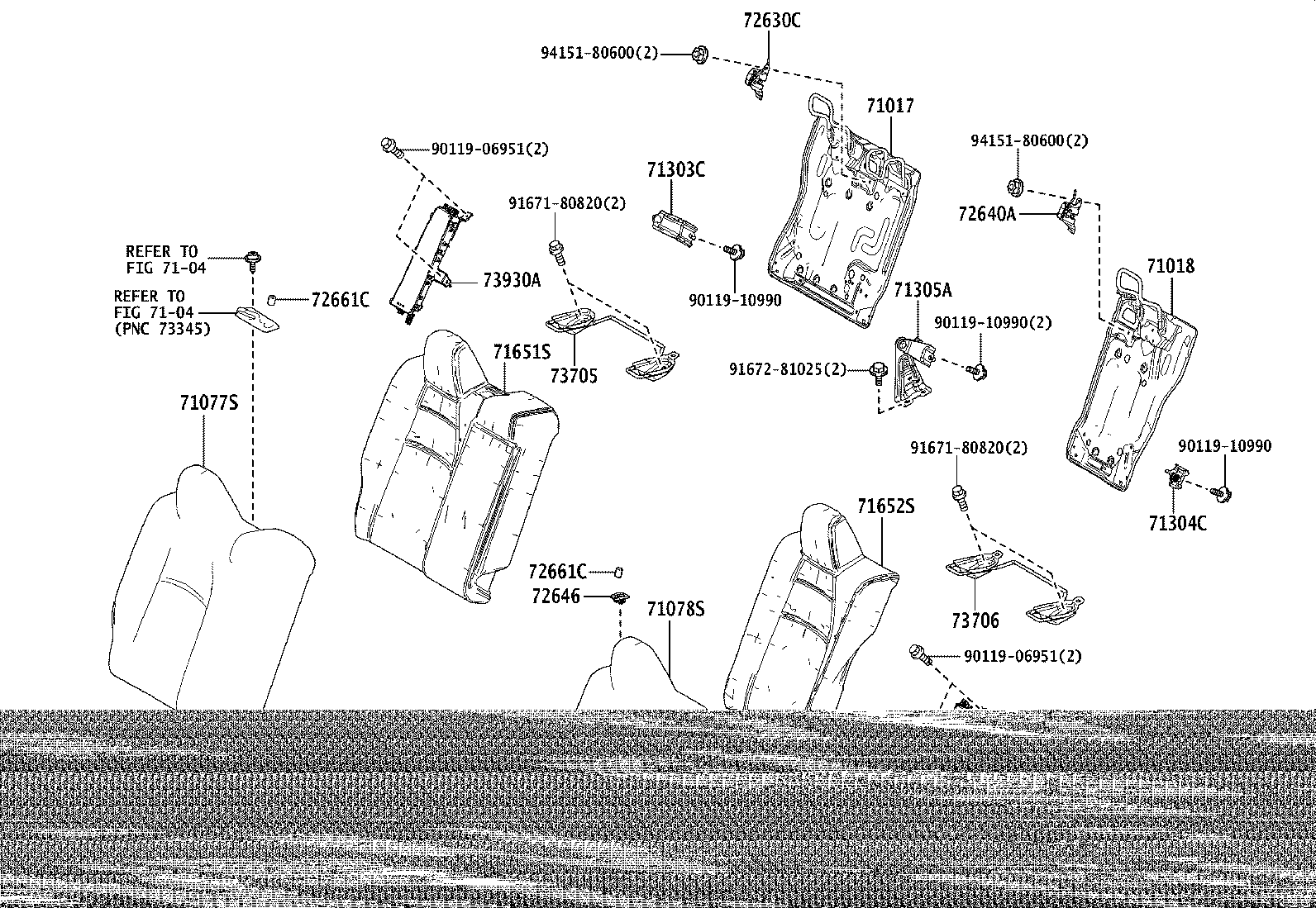 71503-12460 PAD SUB-ASSY, REAR SEAT CUSHION product image