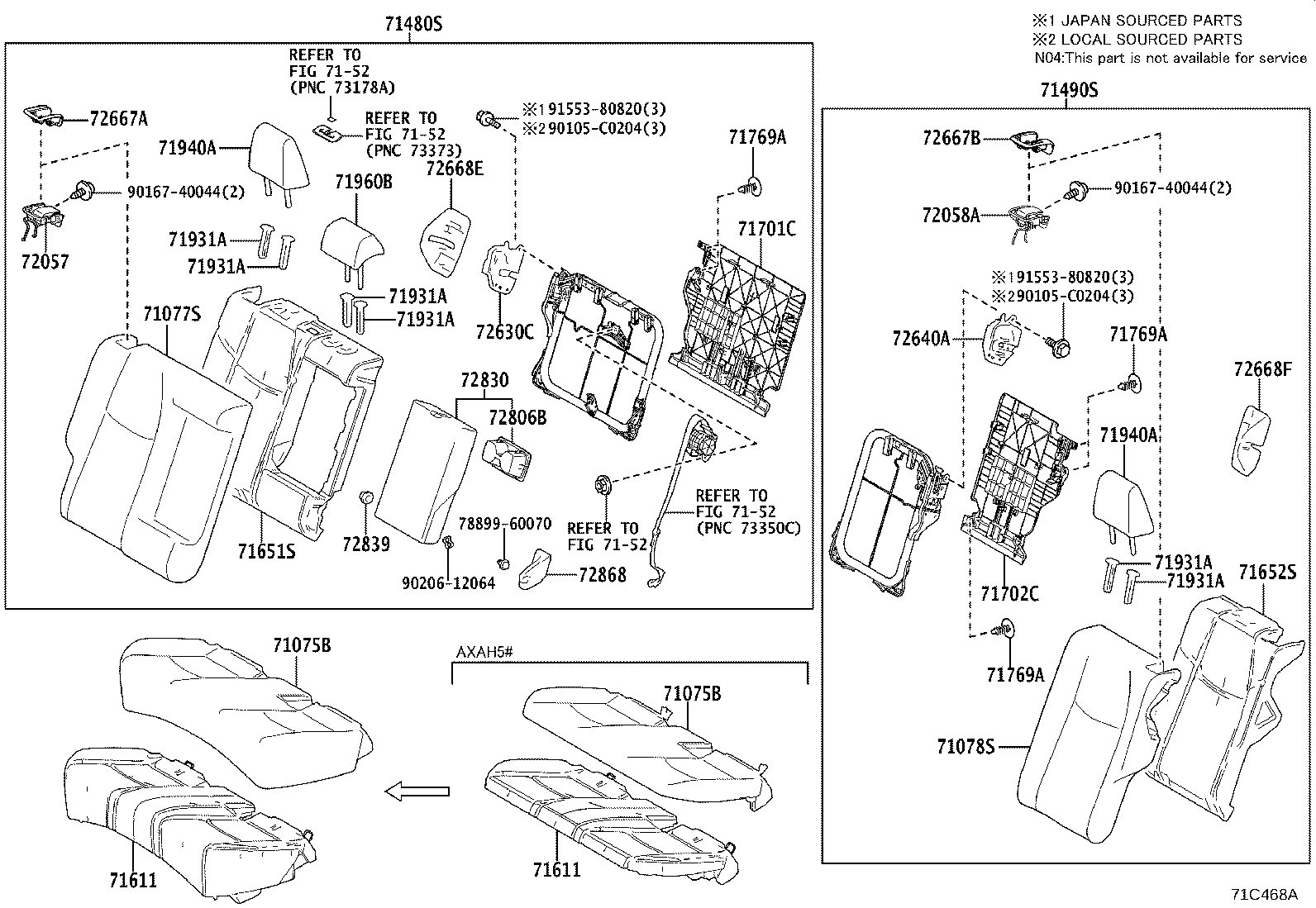71075-0R360-C7 COVER, REAR SEAT CUSHION (FOR BENCH TYPE) product image