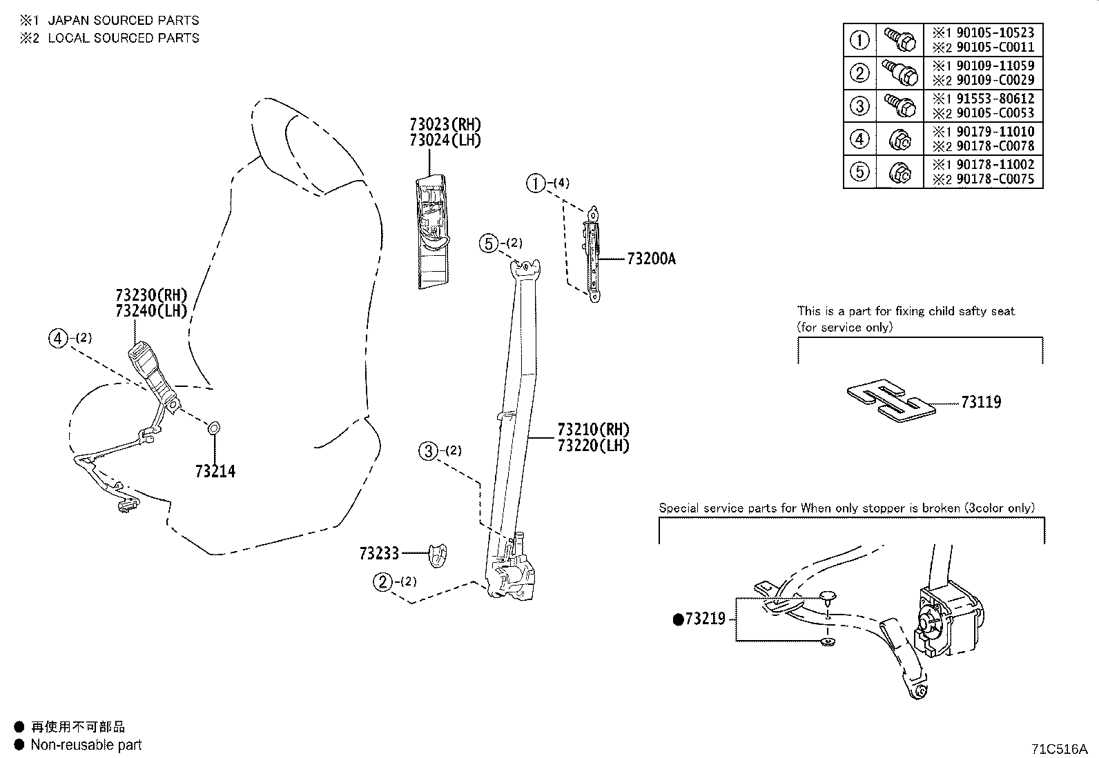 73015-0R030 BRACKET SUB-ASSY, BELT OUTER ANCHOR, RH product image