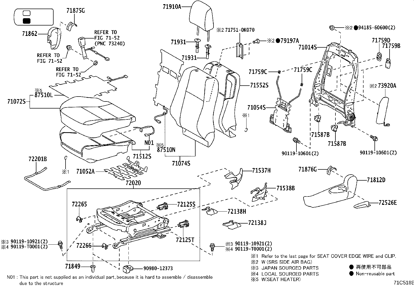 79103-0K290 FRAME SUB-ASSY, NO.1 SEAT BACK, RH product image