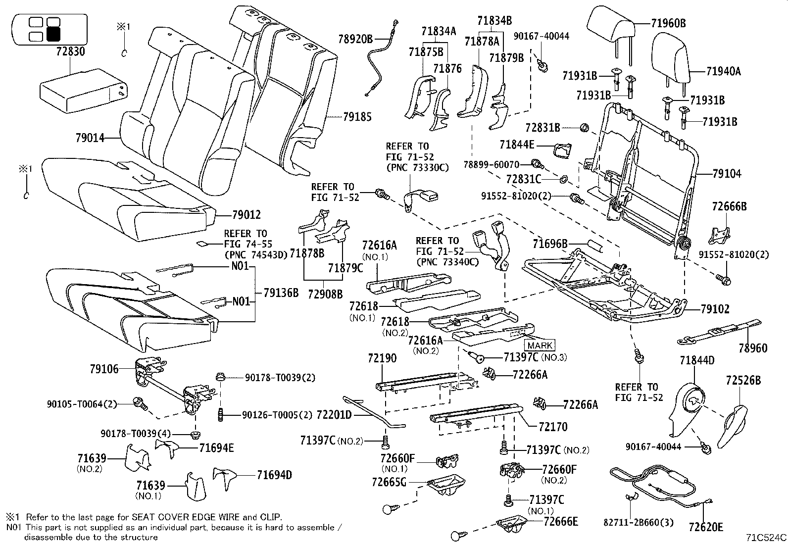 79103-0K290 FRAME SUB-ASSY, NO.1 SEAT BACK, RH product image
