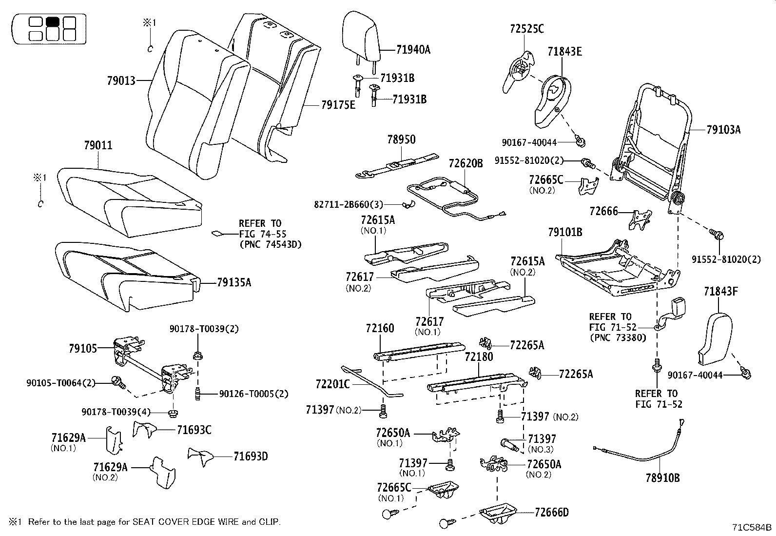72620-0K040 CABLE ASSY, REAR NO.1 SEAT LOCK product image