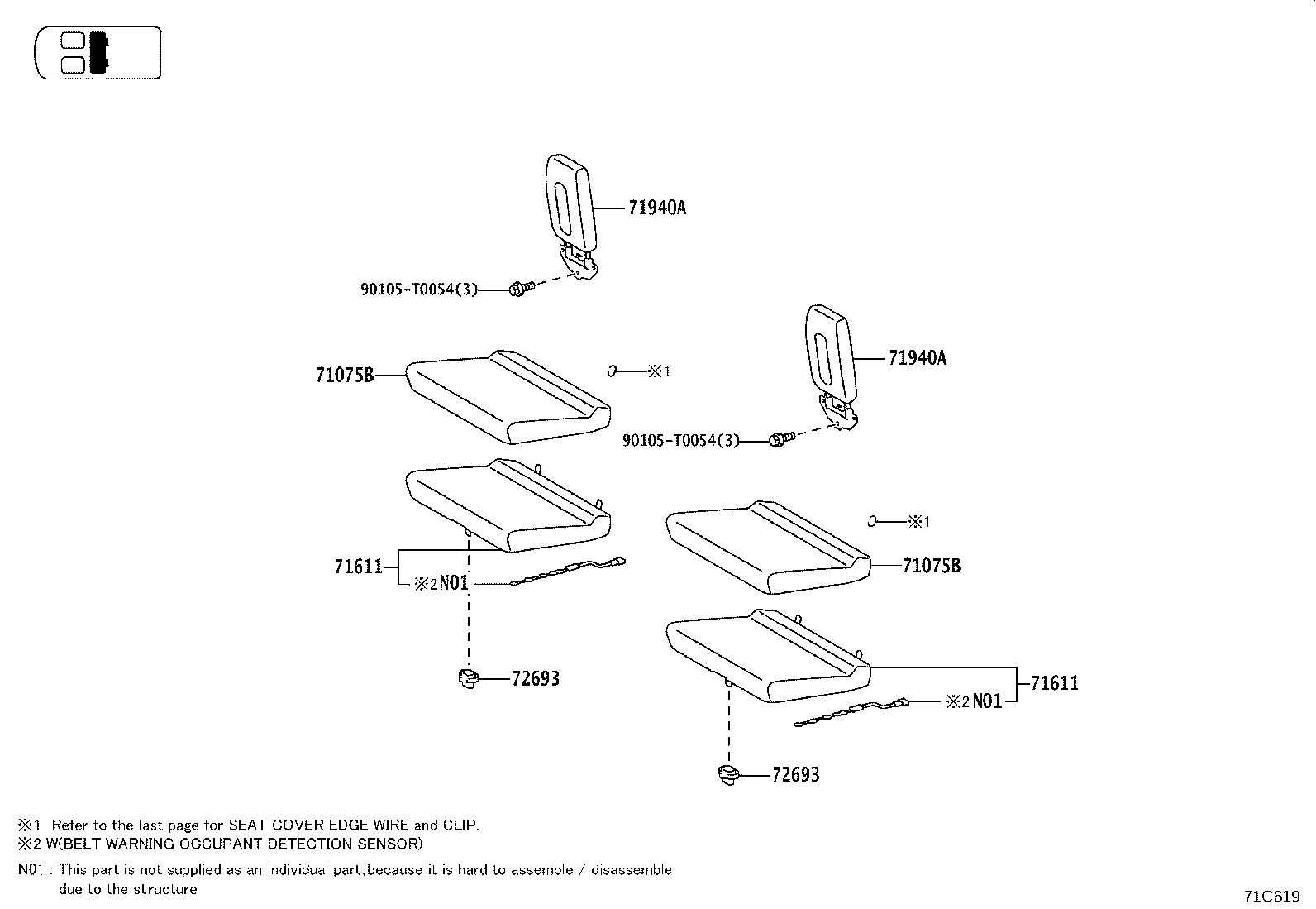 71113-0K080 FRAME SUB-ASSY, FRONT SEAT CUSHION, RH product image